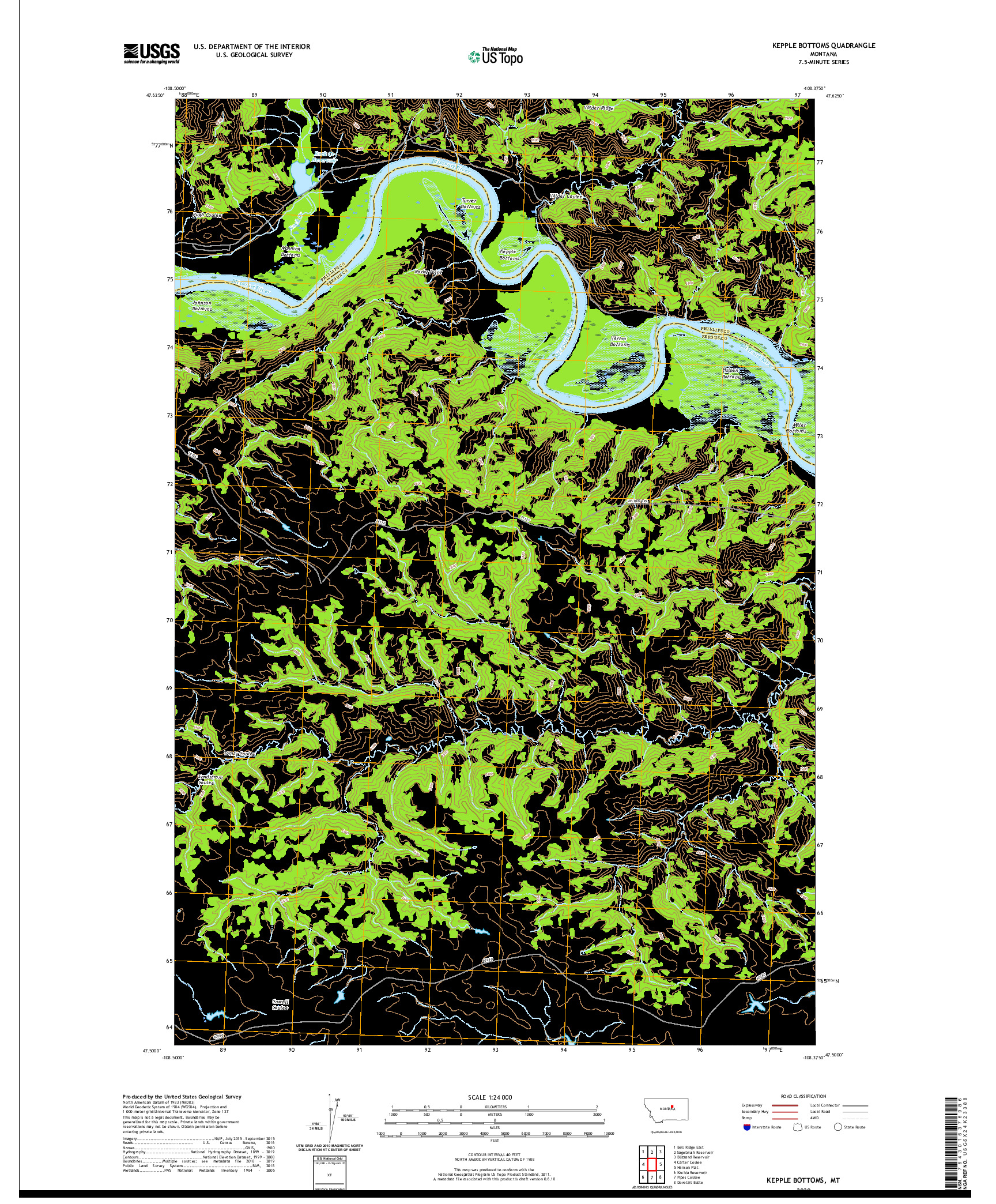 USGS US TOPO 7.5-MINUTE MAP FOR KEPPLE BOTTOMS, MT 2020