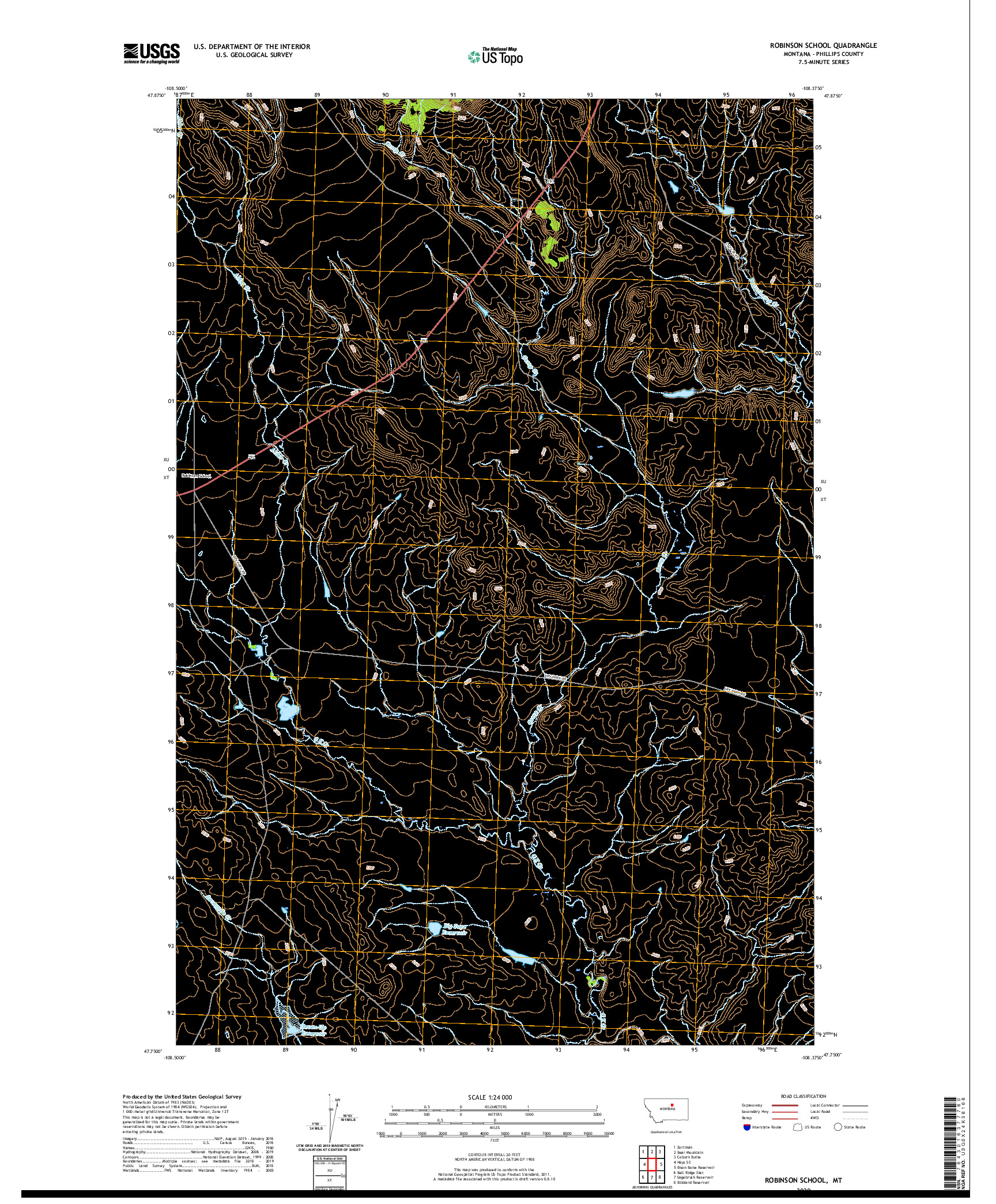 USGS US TOPO 7.5-MINUTE MAP FOR ROBINSON SCHOOL, MT 2020