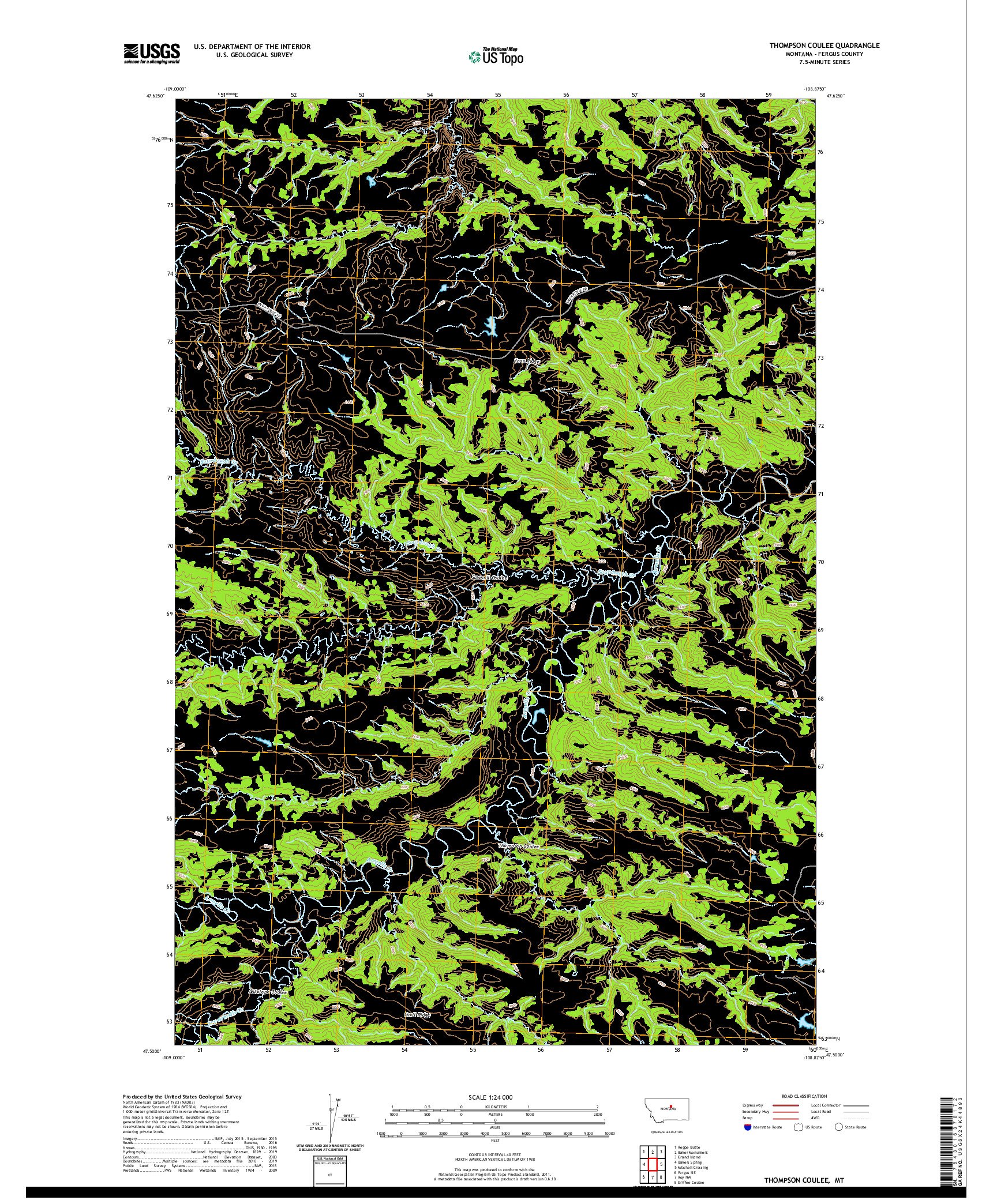 USGS US TOPO 7.5-MINUTE MAP FOR THOMPSON COULEE, MT 2020