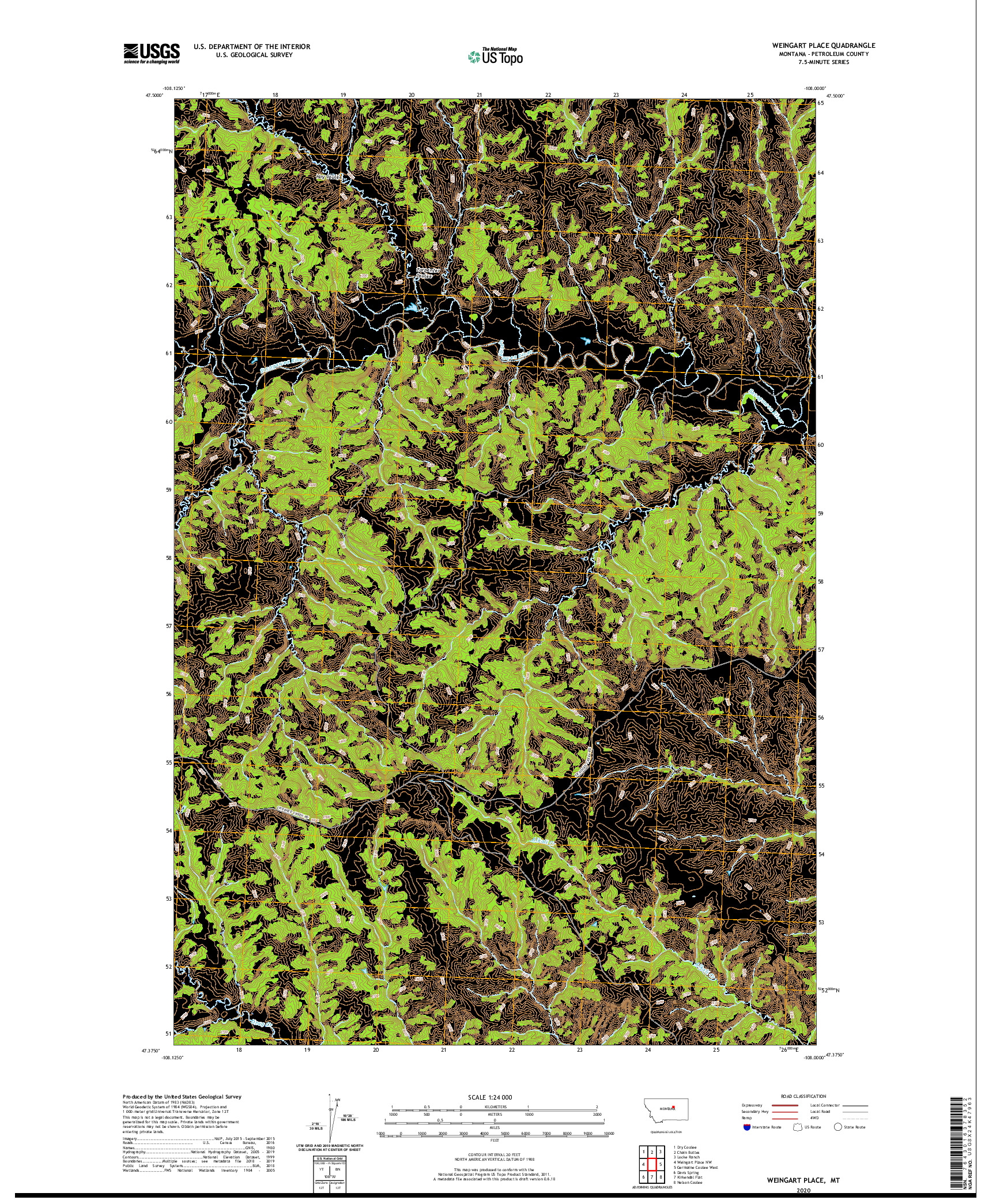 USGS US TOPO 7.5-MINUTE MAP FOR WEINGART PLACE, MT 2020