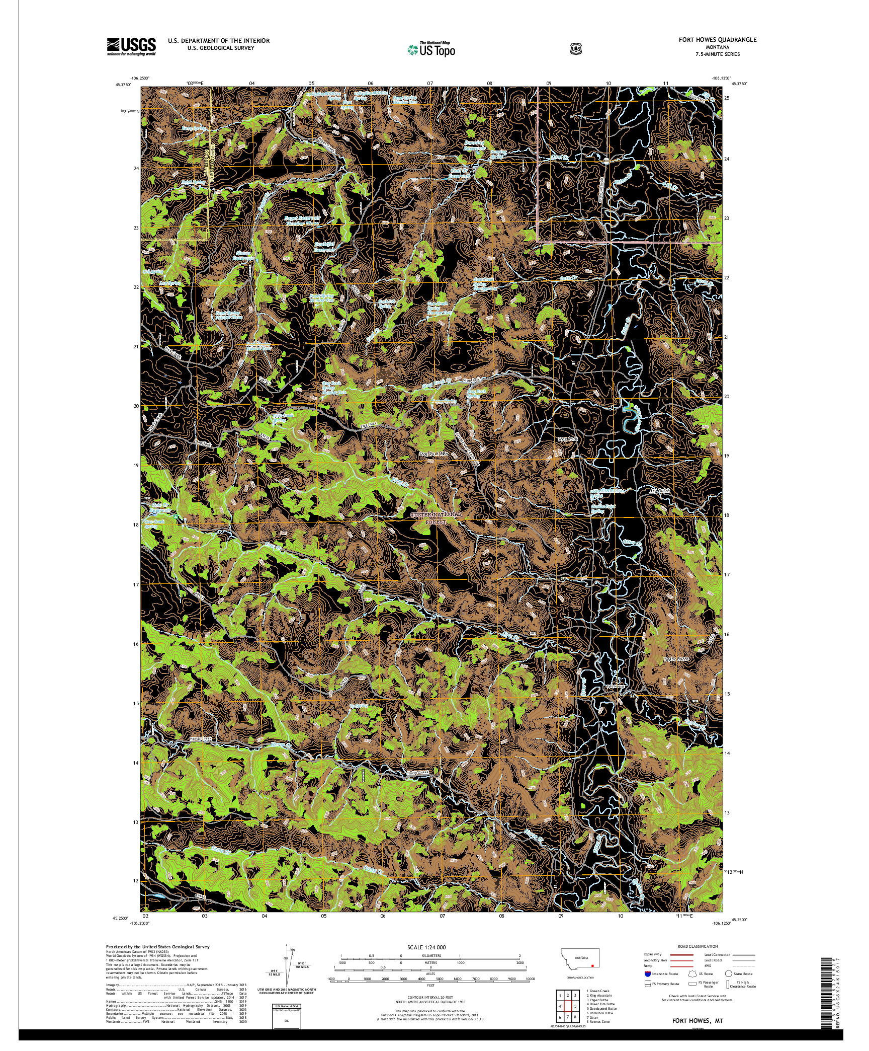 USGS US TOPO 7.5-MINUTE MAP FOR FORT HOWES, MT 2020