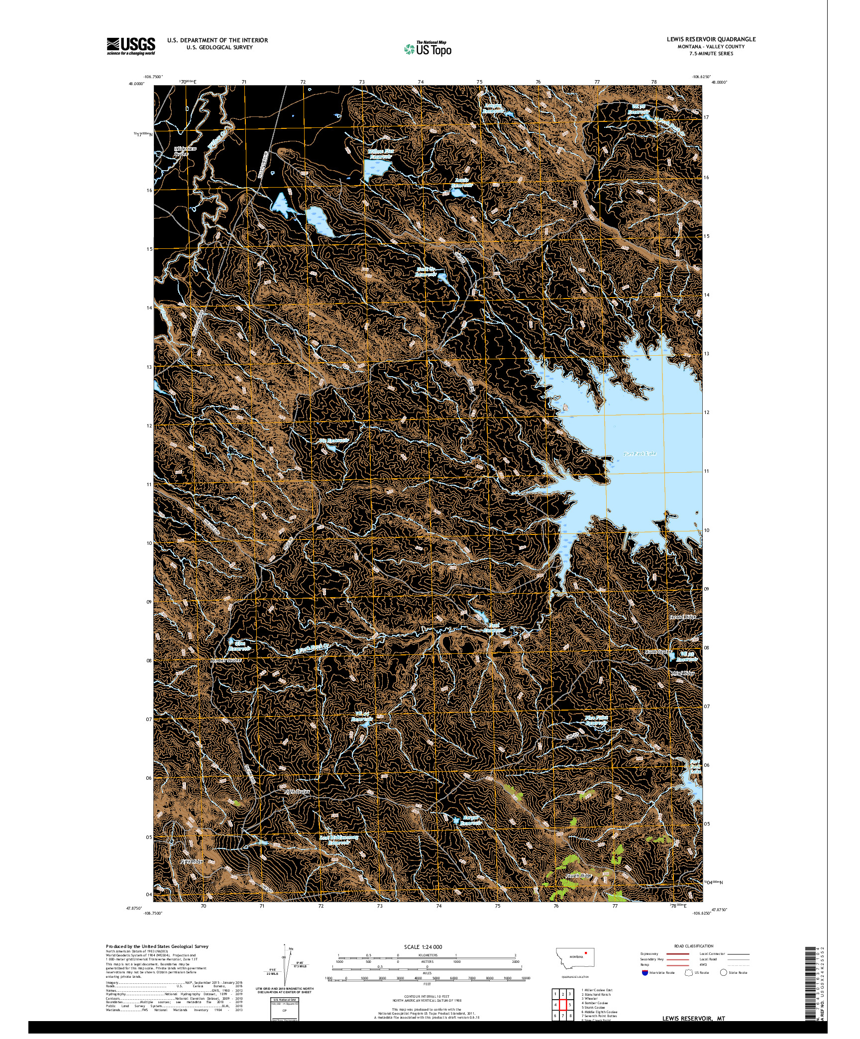 USGS US TOPO 7.5-MINUTE MAP FOR LEWIS RESERVOIR, MT 2020