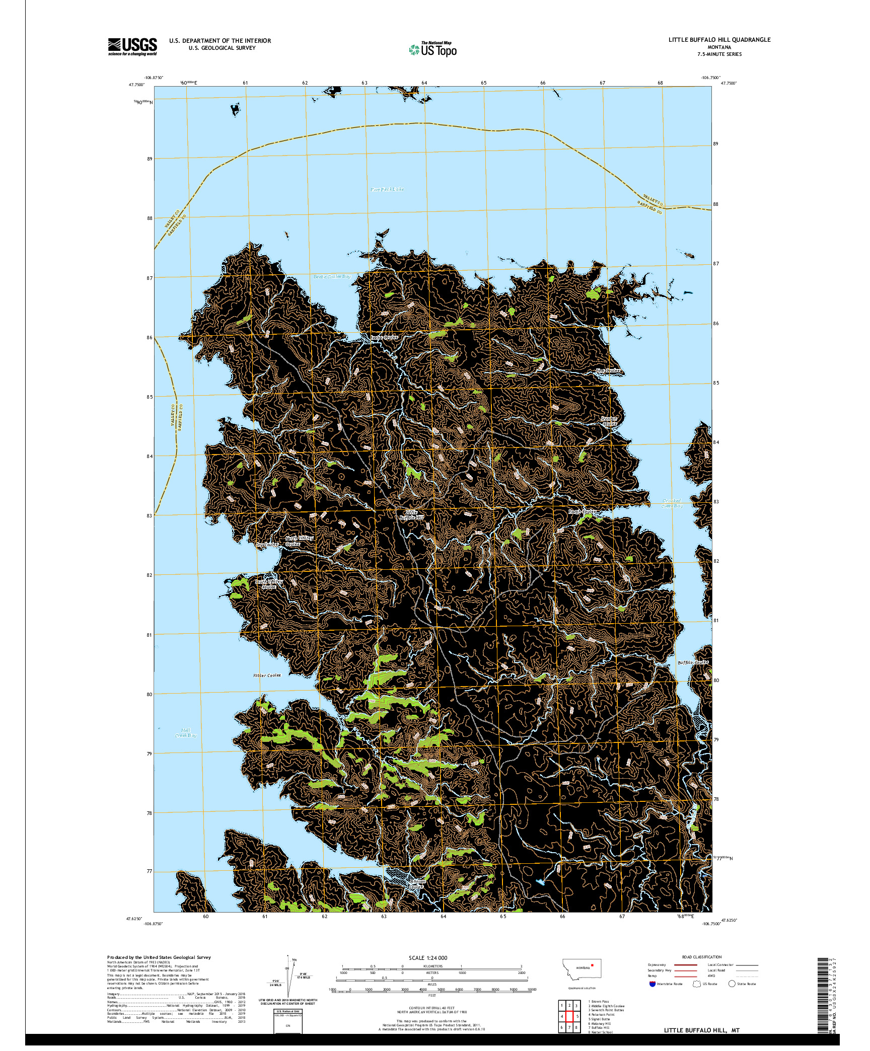 USGS US TOPO 7.5-MINUTE MAP FOR LITTLE BUFFALO HILL, MT 2020