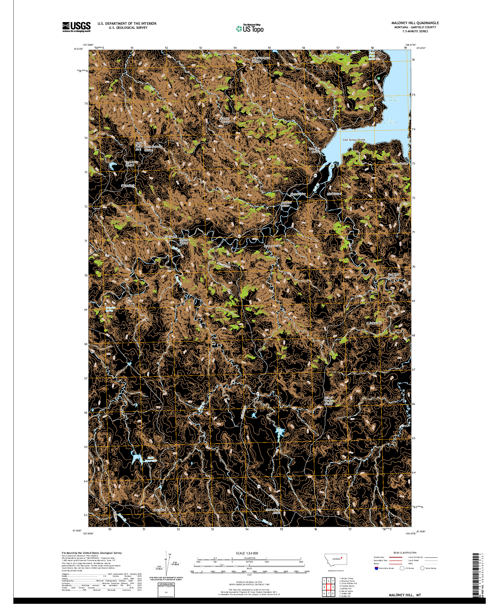 USGS US TOPO 7.5-MINUTE MAP FOR MALONEY HILL, MT 2020