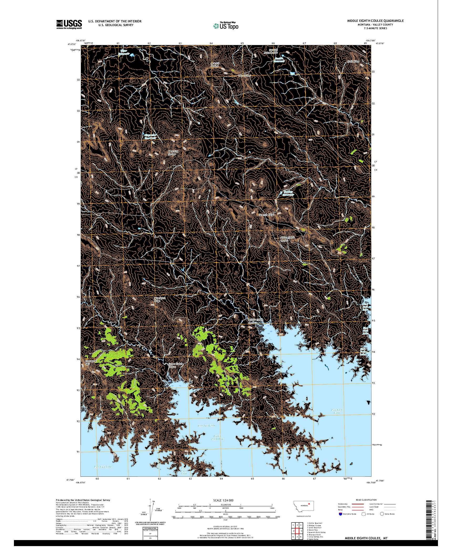 USGS US TOPO 7.5-MINUTE MAP FOR MIDDLE EIGHTH COULEE, MT 2020