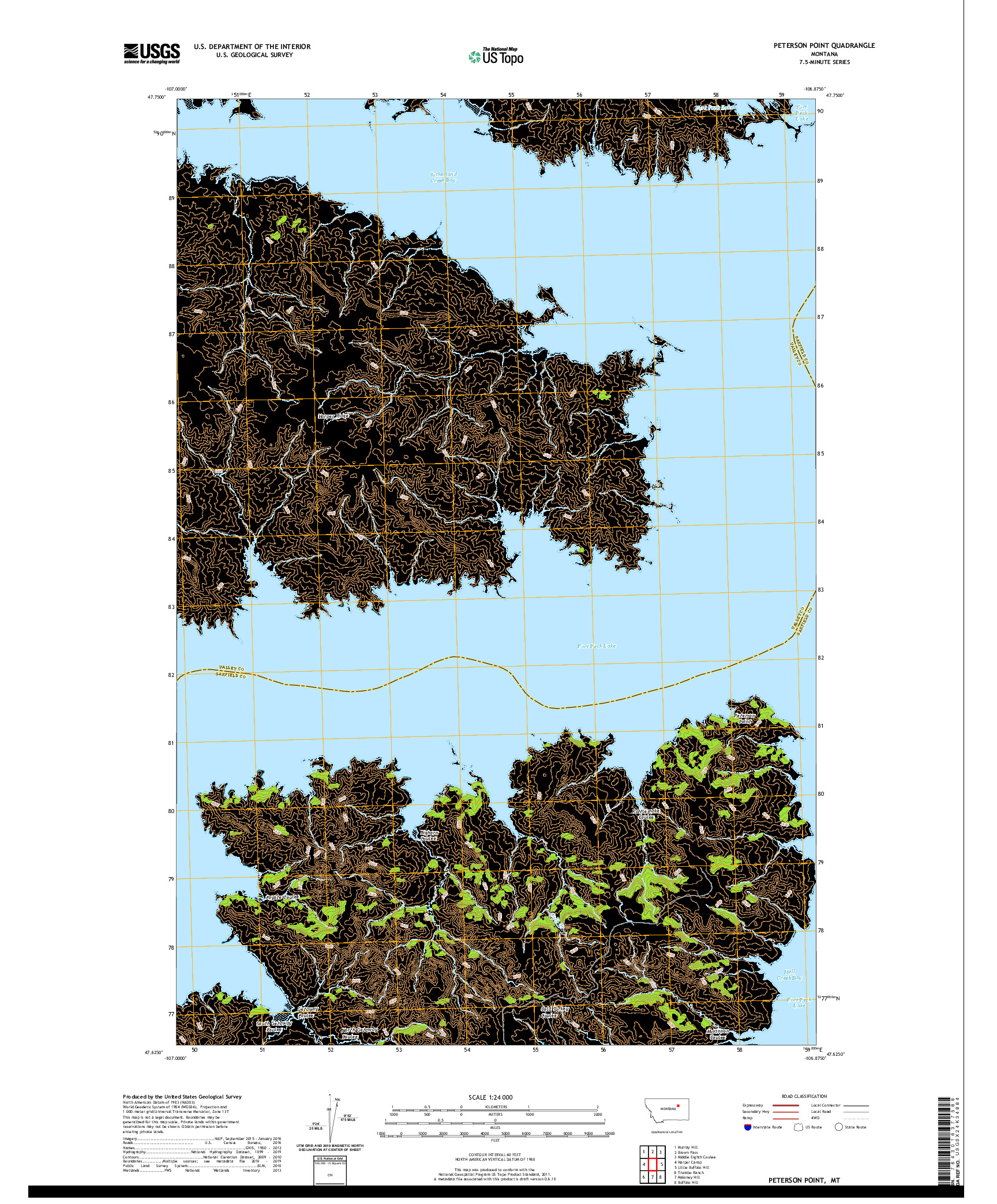 USGS US TOPO 7.5-MINUTE MAP FOR PETERSON POINT, MT 2020