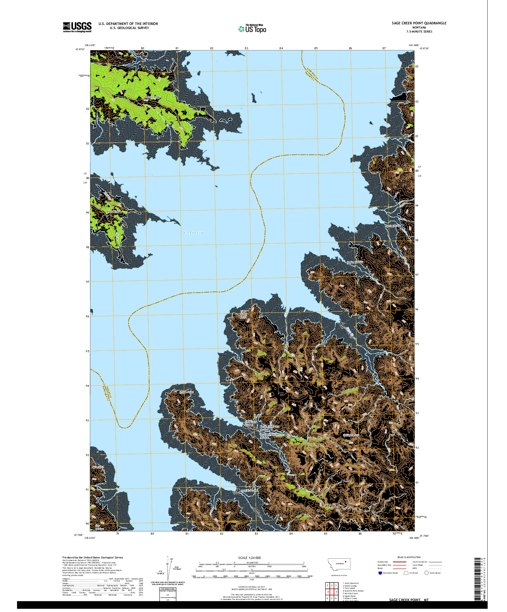 USGS US TOPO 7.5-MINUTE MAP FOR SAGE CREEK POINT, MT 2020