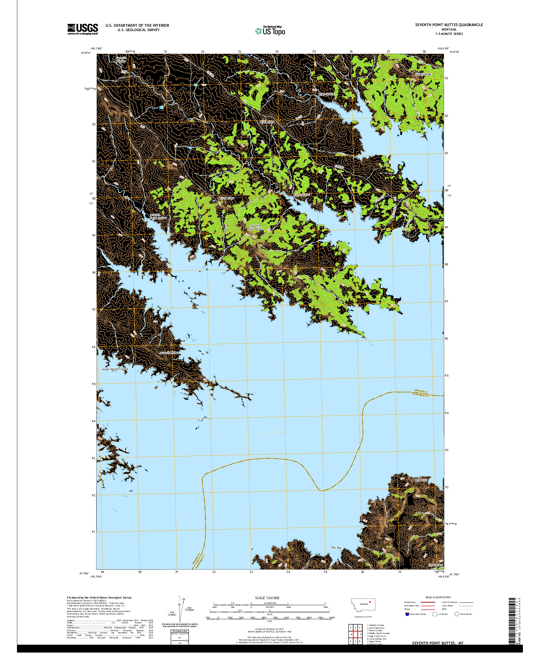 USGS US TOPO 7.5-MINUTE MAP FOR SEVENTH POINT BUTTES, MT 2020