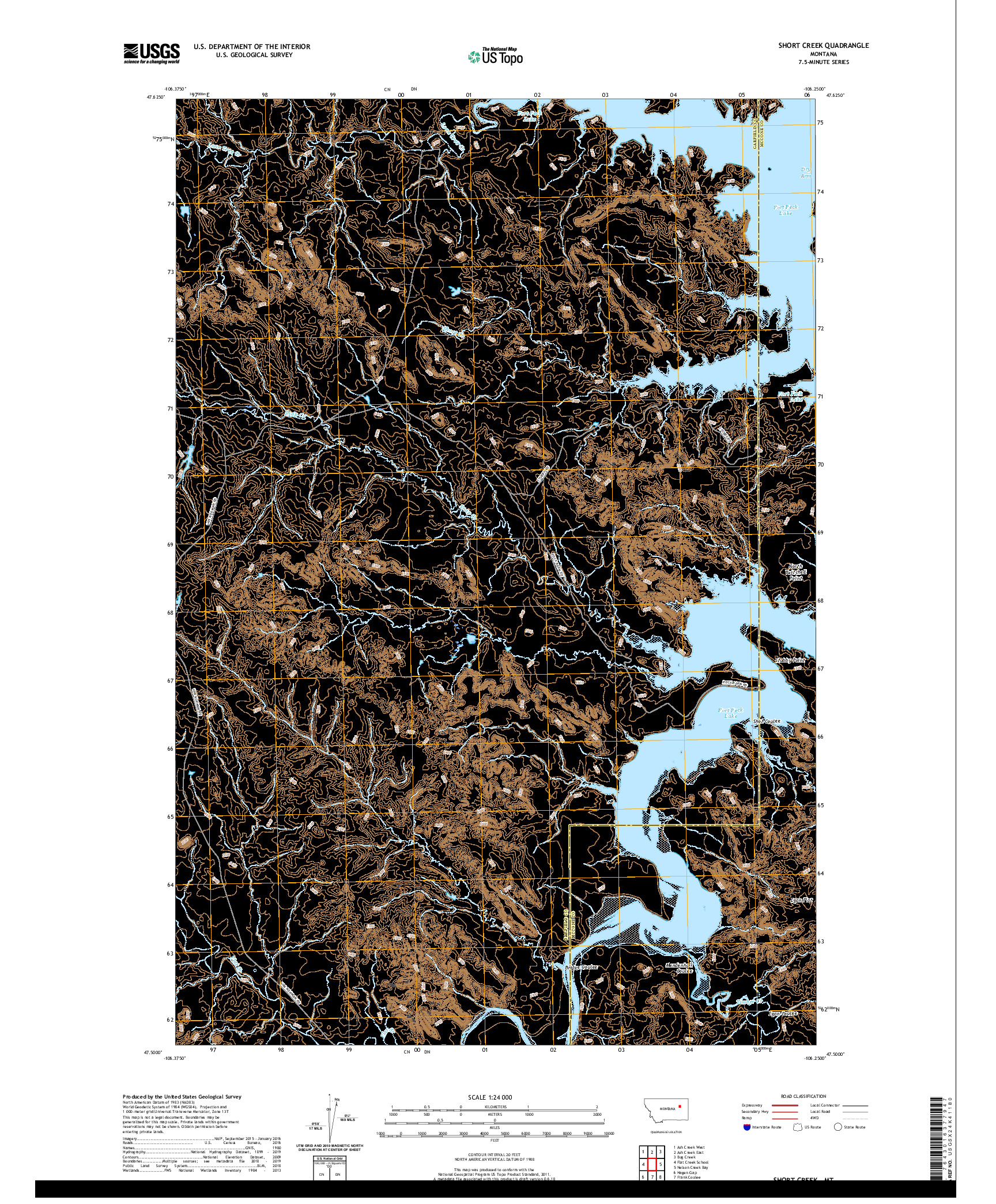 USGS US TOPO 7.5-MINUTE MAP FOR SHORT CREEK, MT 2020