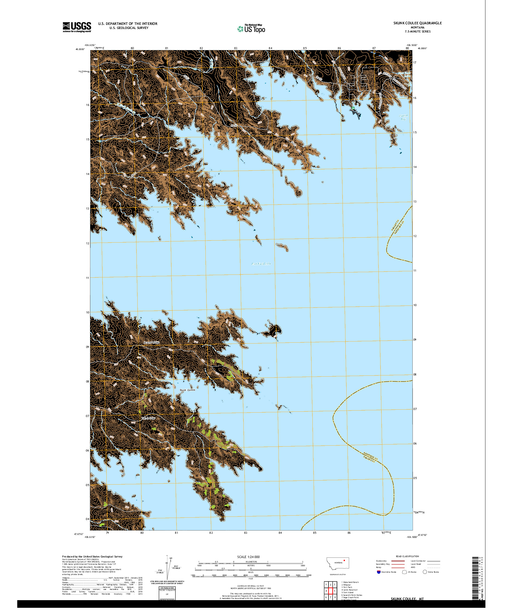 USGS US TOPO 7.5-MINUTE MAP FOR SKUNK COULEE, MT 2020