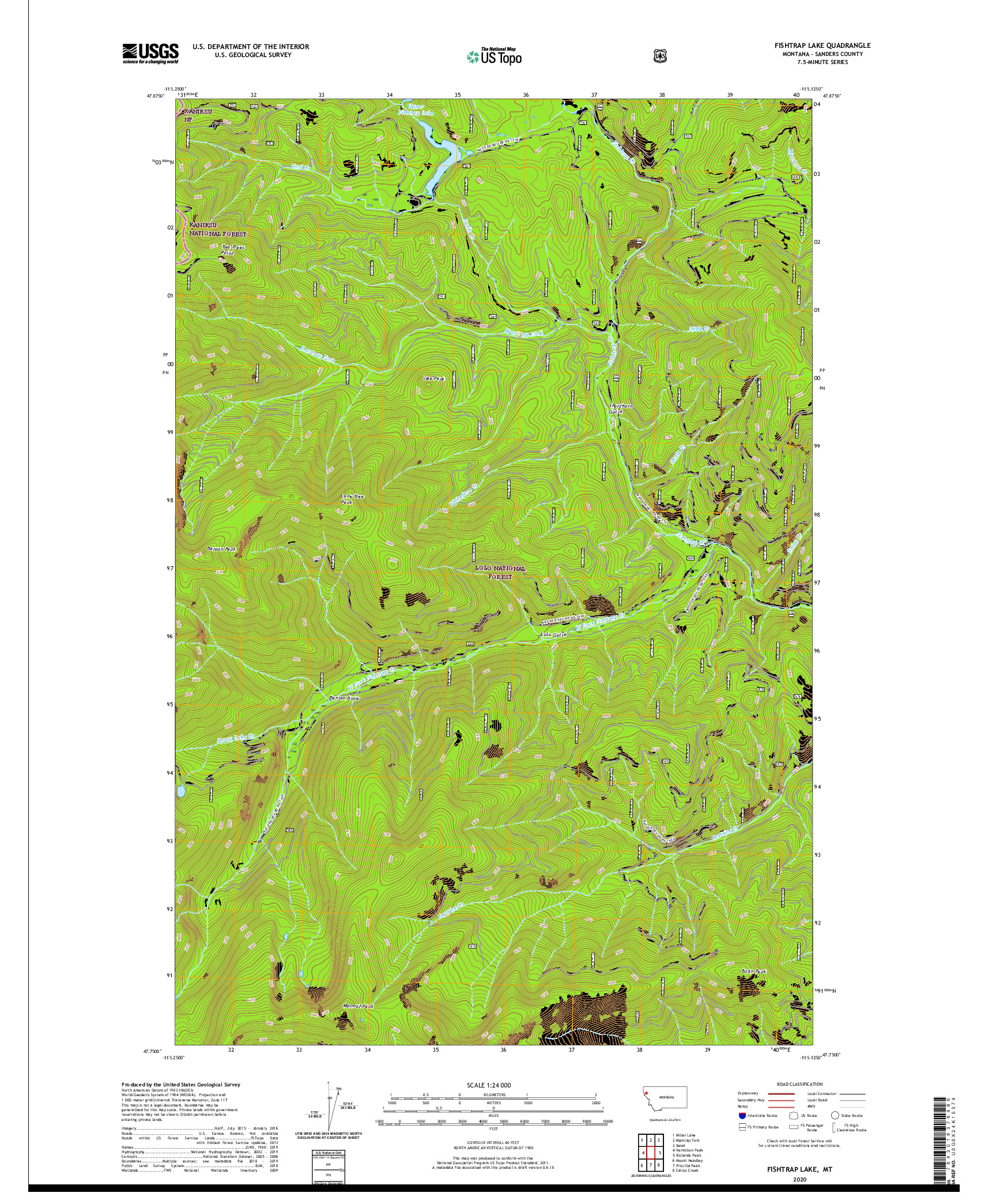 USGS US TOPO 7.5-MINUTE MAP FOR FISHTRAP LAKE, MT 2020