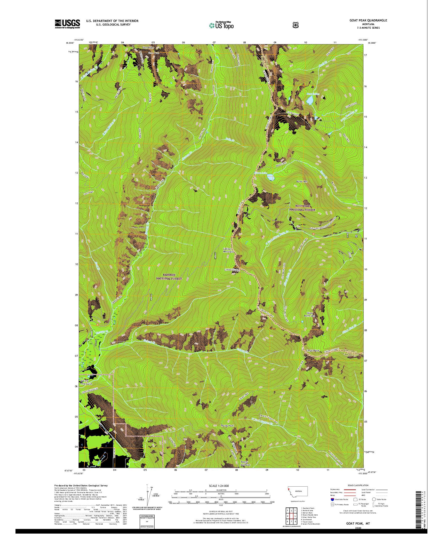 USGS US TOPO 7.5-MINUTE MAP FOR GOAT PEAK, MT 2020