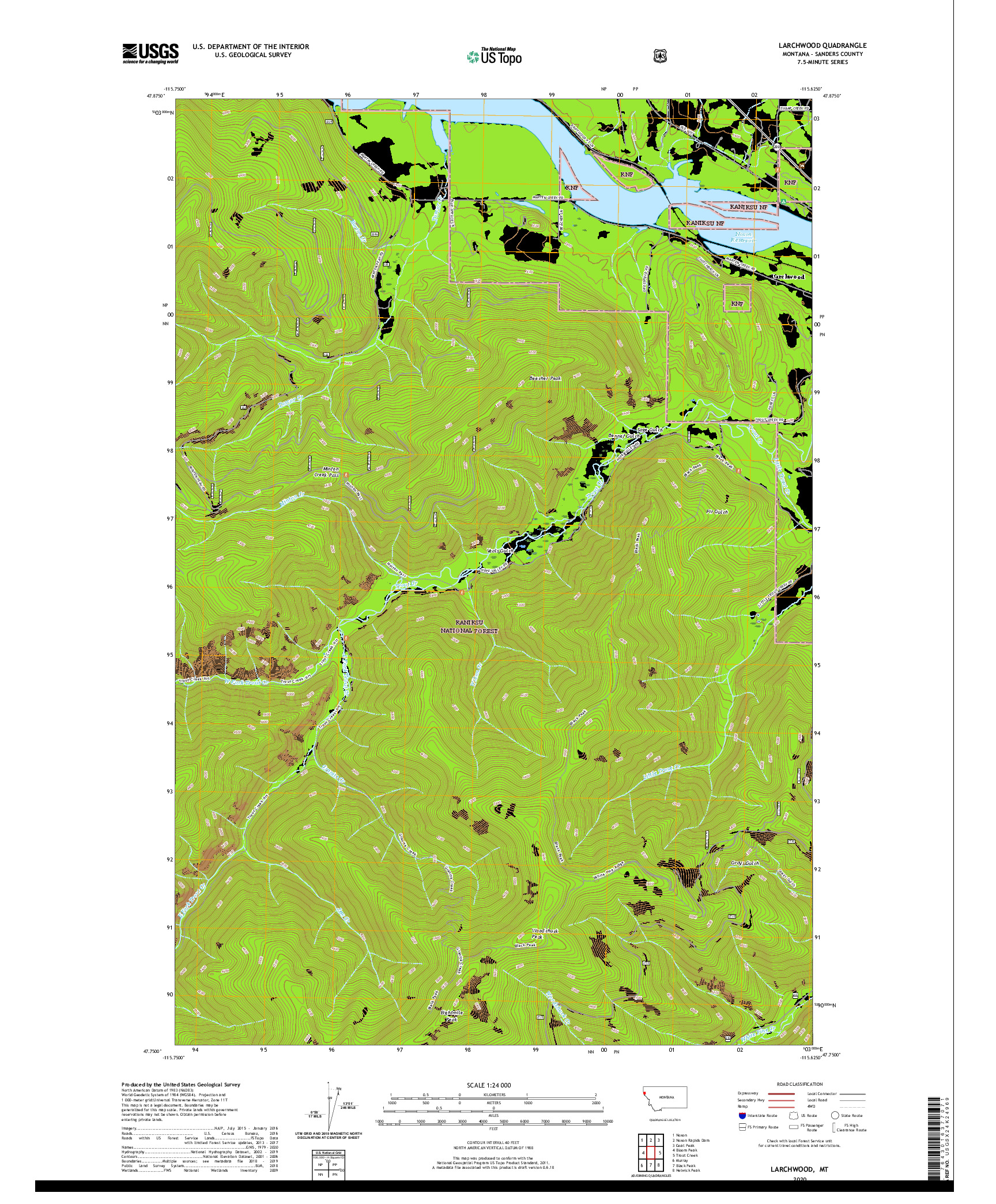 USGS US TOPO 7.5-MINUTE MAP FOR LARCHWOOD, MT 2020