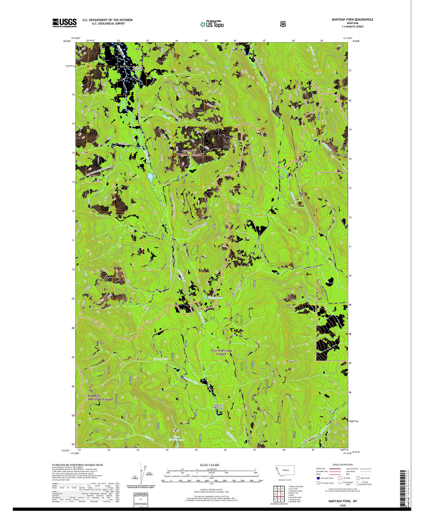 USGS US TOPO 7.5-MINUTE MAP FOR MANTRAP FORK, MT 2020