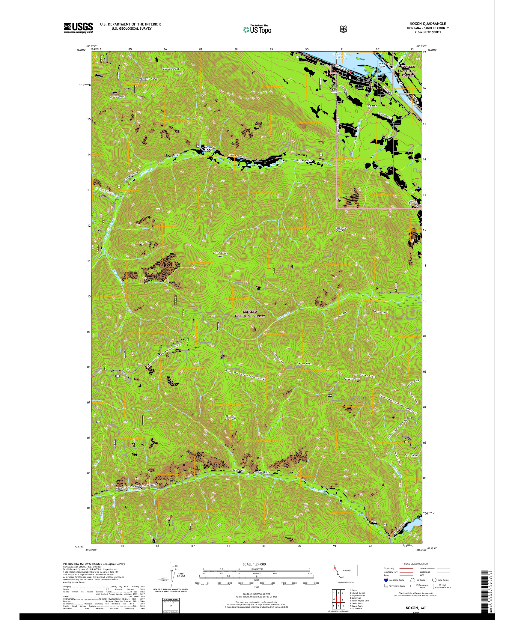 USGS US TOPO 7.5-MINUTE MAP FOR NOXON, MT 2020