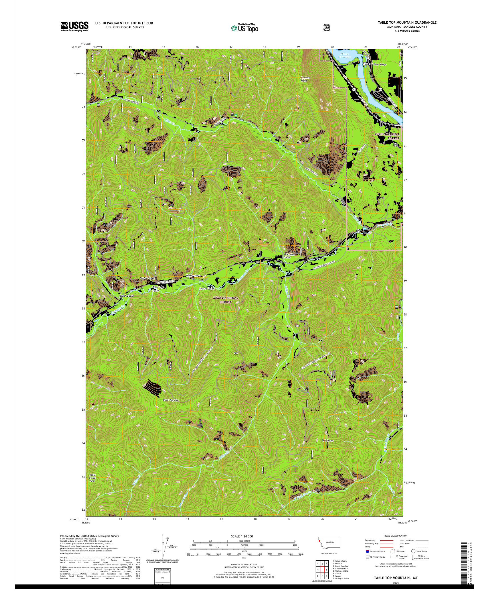 USGS US TOPO 7.5-MINUTE MAP FOR TABLE TOP MOUNTAIN, MT 2020