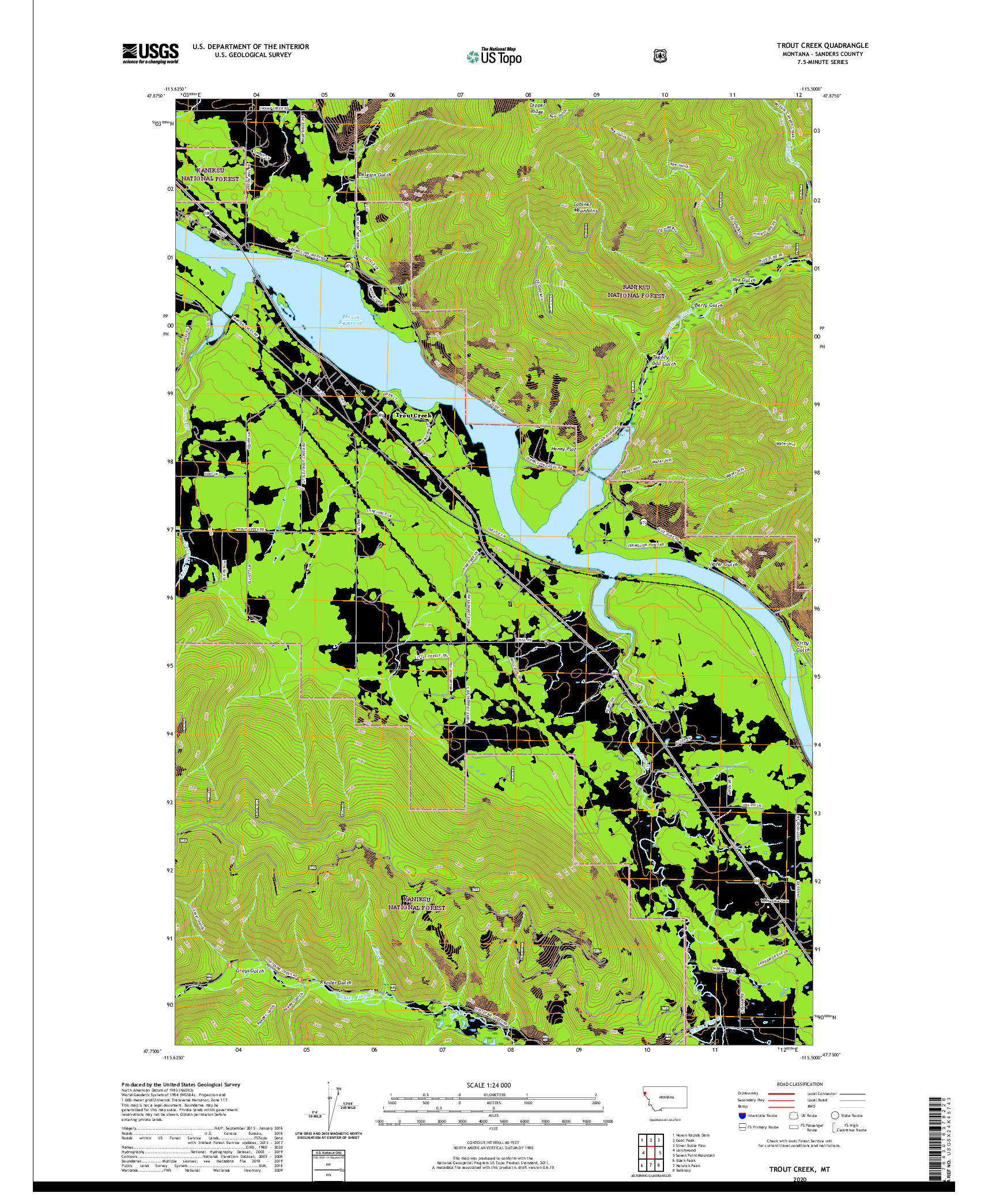 USGS US TOPO 7.5-MINUTE MAP FOR TROUT CREEK, MT 2020
