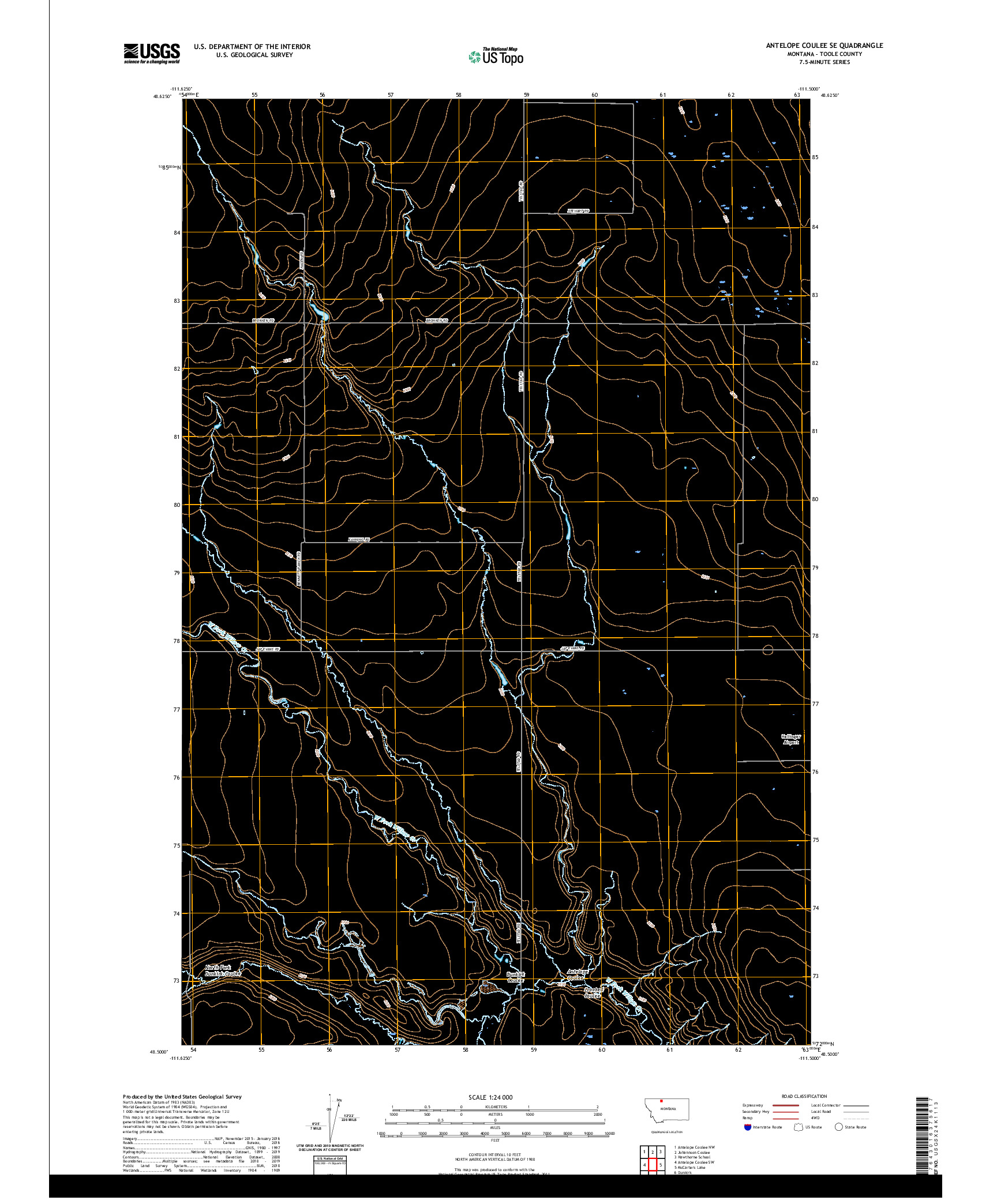 USGS US TOPO 7.5-MINUTE MAP FOR ANTELOPE COULEE SE, MT 2020