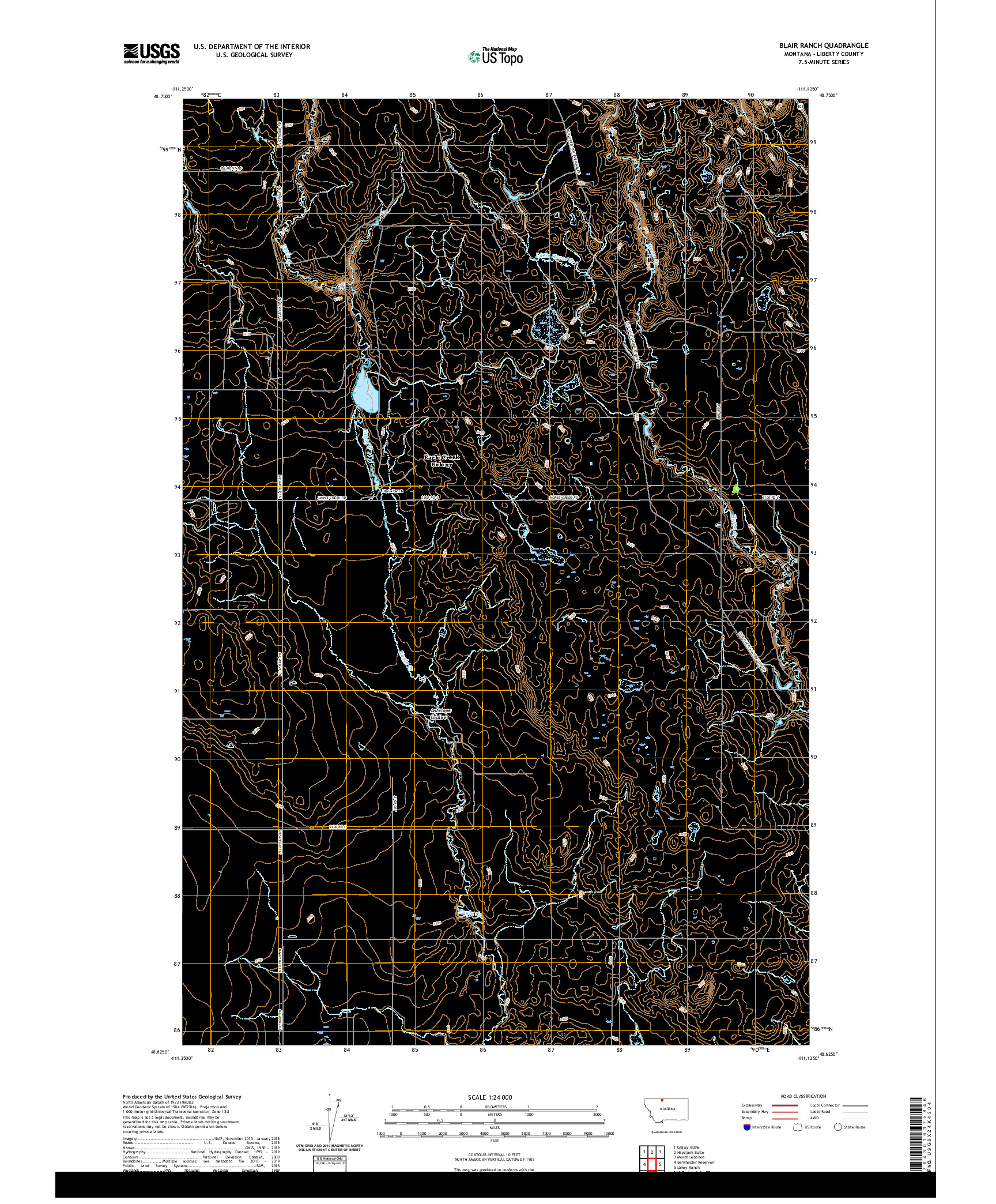 USGS US TOPO 7.5-MINUTE MAP FOR BLAIR RANCH, MT 2020