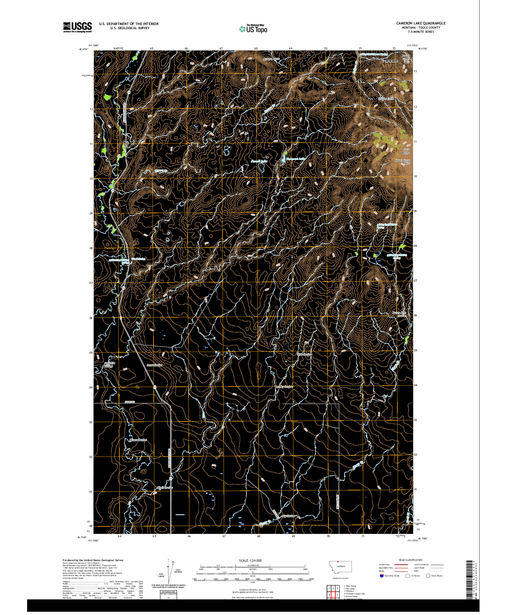 USGS US TOPO 7.5-MINUTE MAP FOR CAMERON LAKE, MT 2020