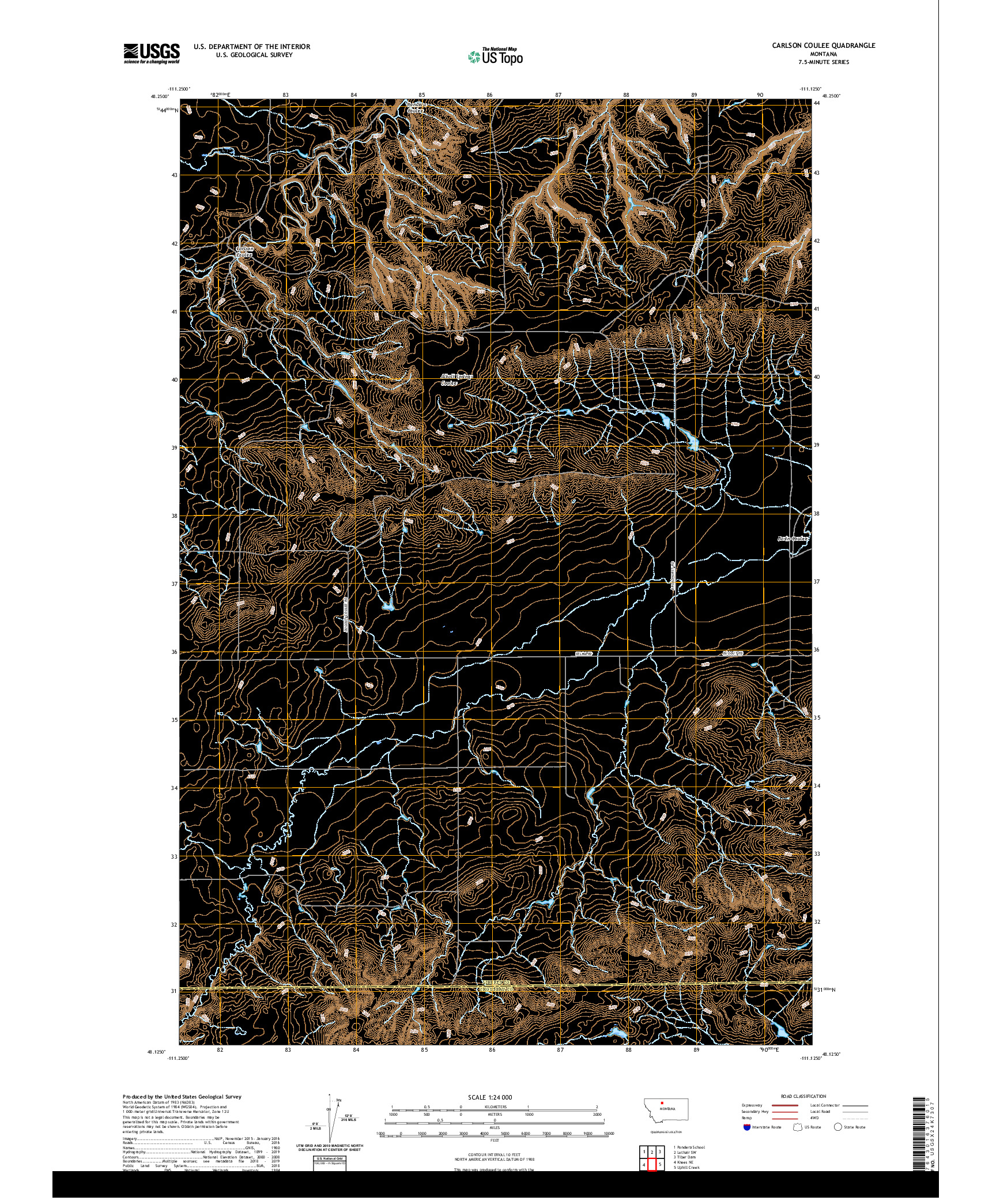 USGS US TOPO 7.5-MINUTE MAP FOR CARLSON COULEE, MT 2020