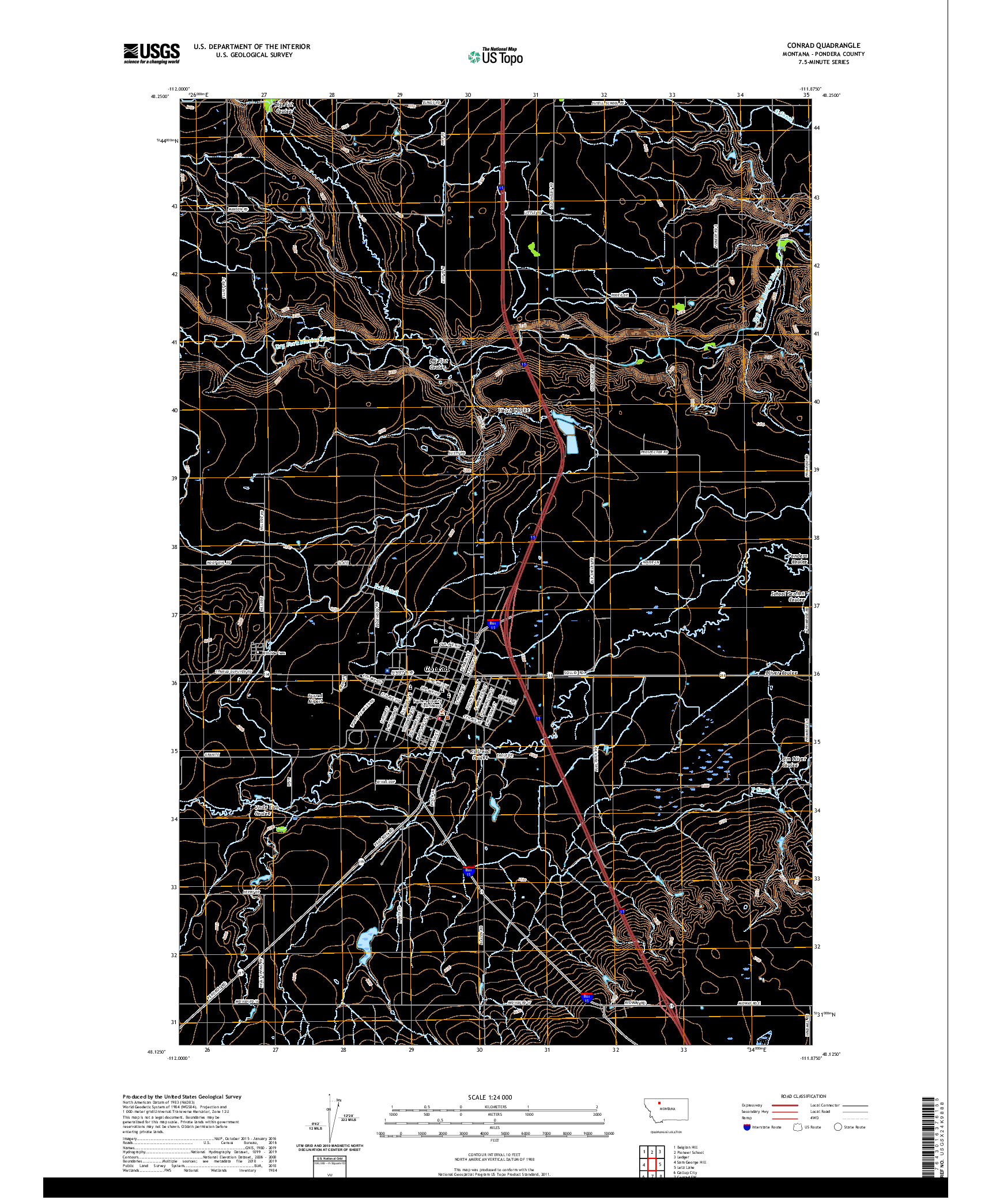 USGS US TOPO 7.5-MINUTE MAP FOR CONRAD, MT 2020
