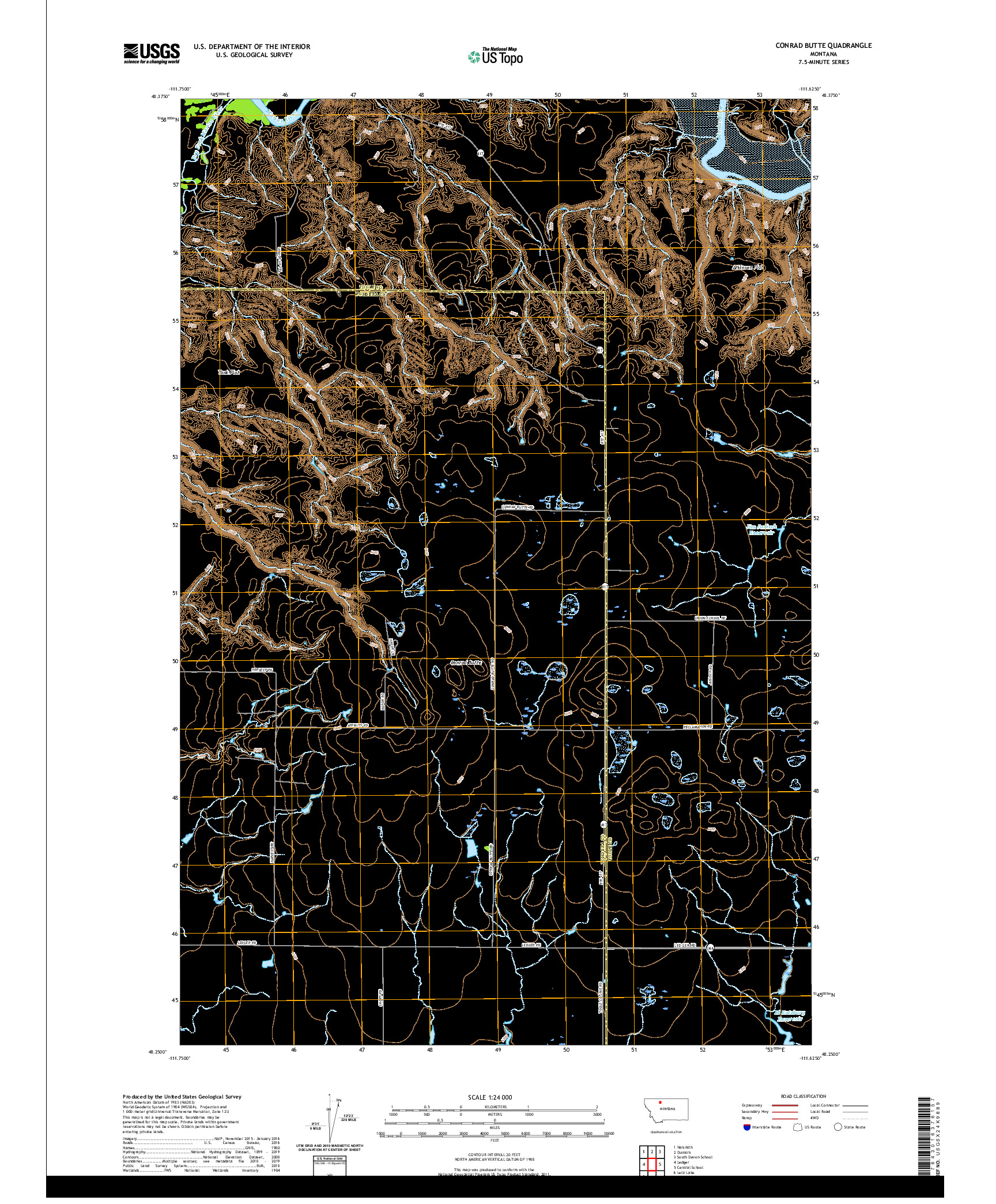 USGS US TOPO 7.5-MINUTE MAP FOR CONRAD BUTTE, MT 2020