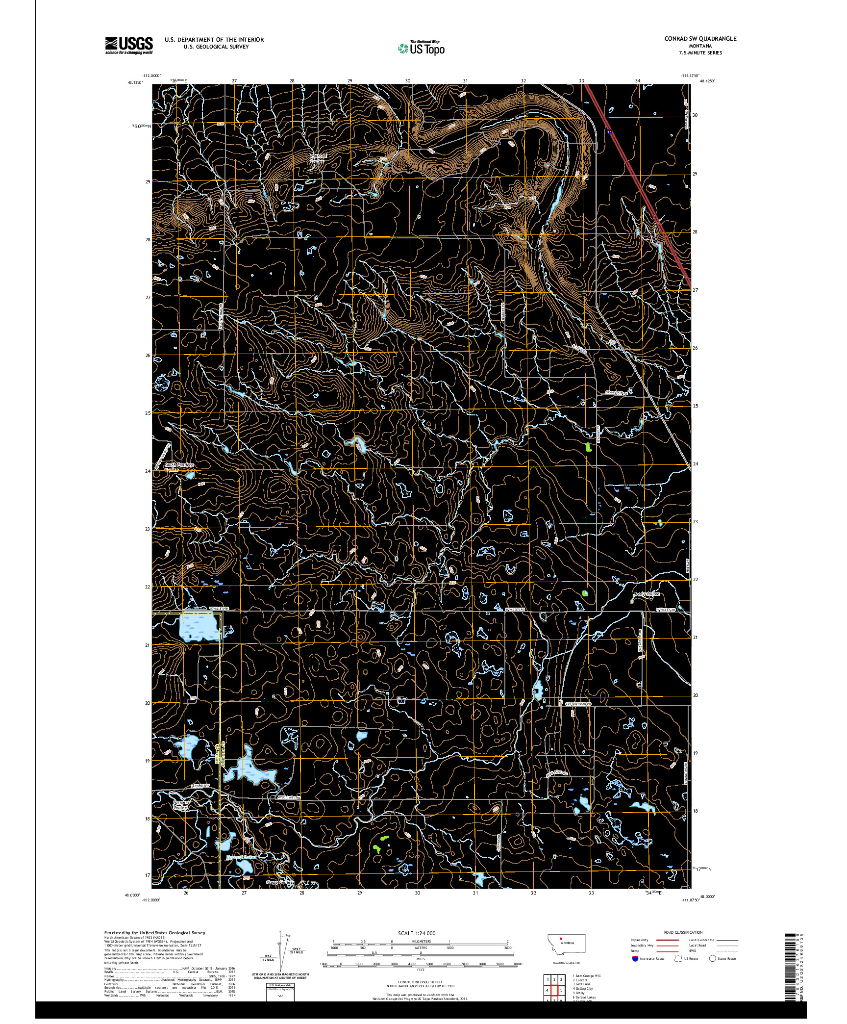 USGS US TOPO 7.5-MINUTE MAP FOR CONRAD SW, MT 2020
