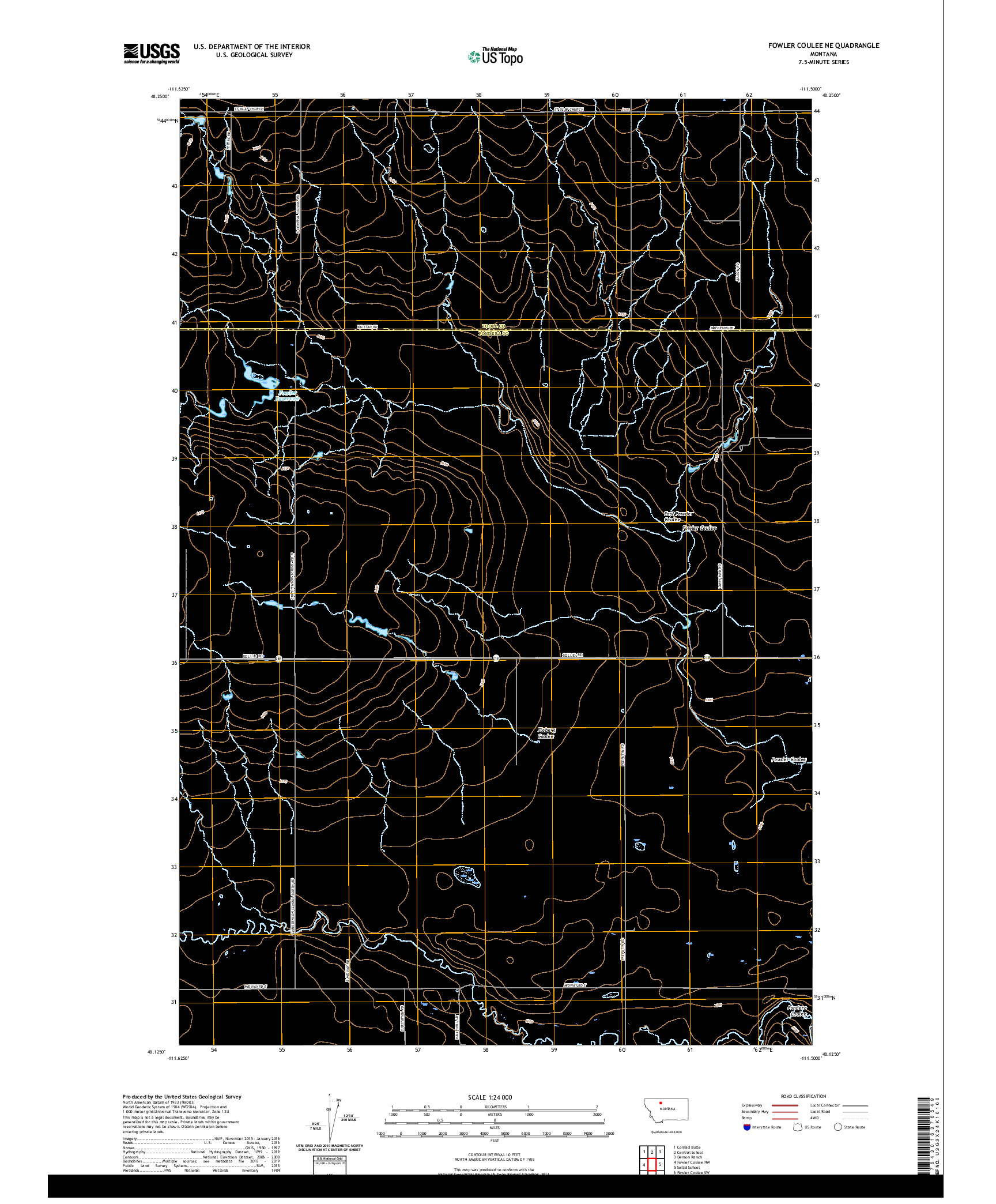 USGS US TOPO 7.5-MINUTE MAP FOR FOWLER COULEE NE, MT 2020