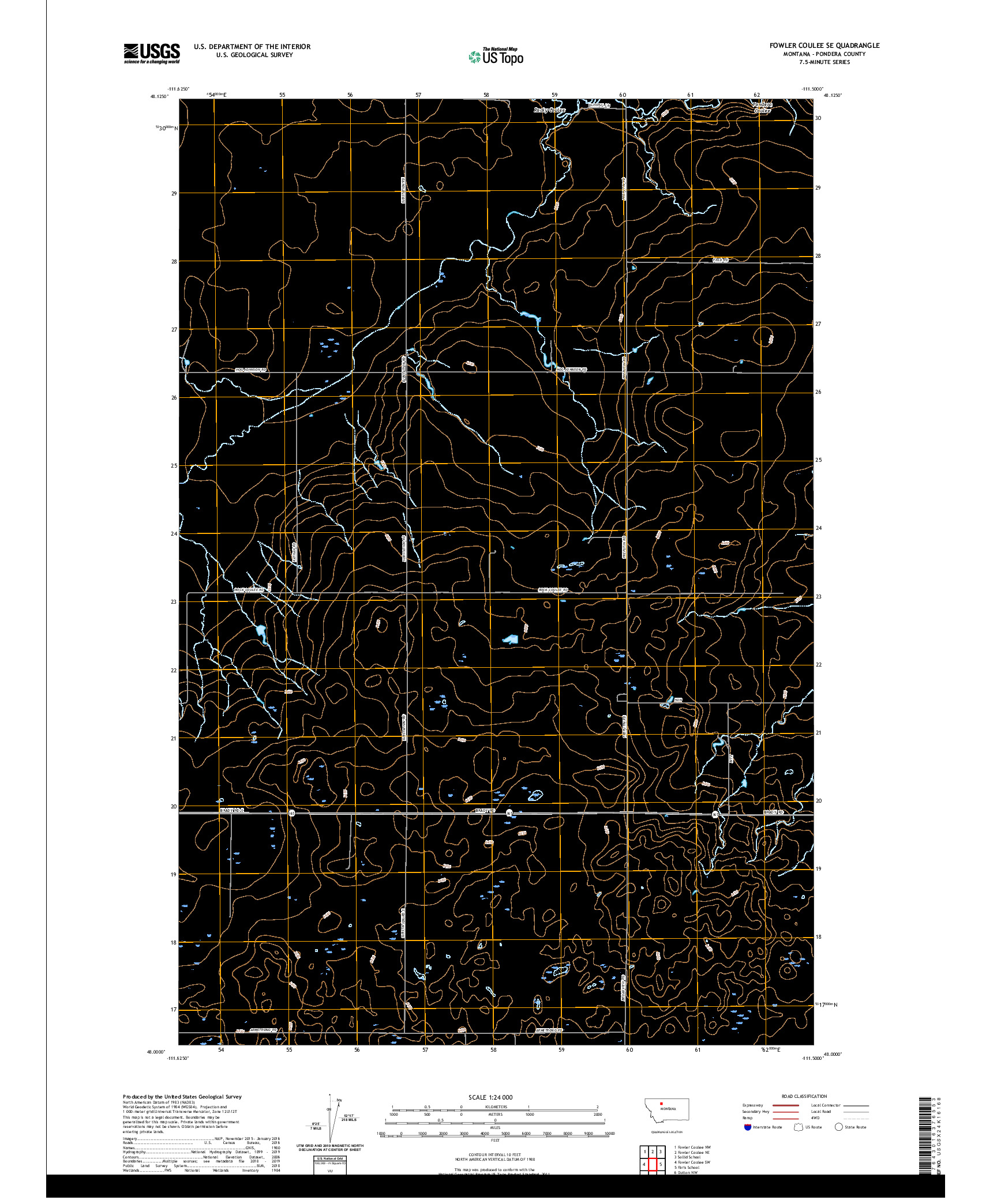 USGS US TOPO 7.5-MINUTE MAP FOR FOWLER COULEE SE, MT 2020