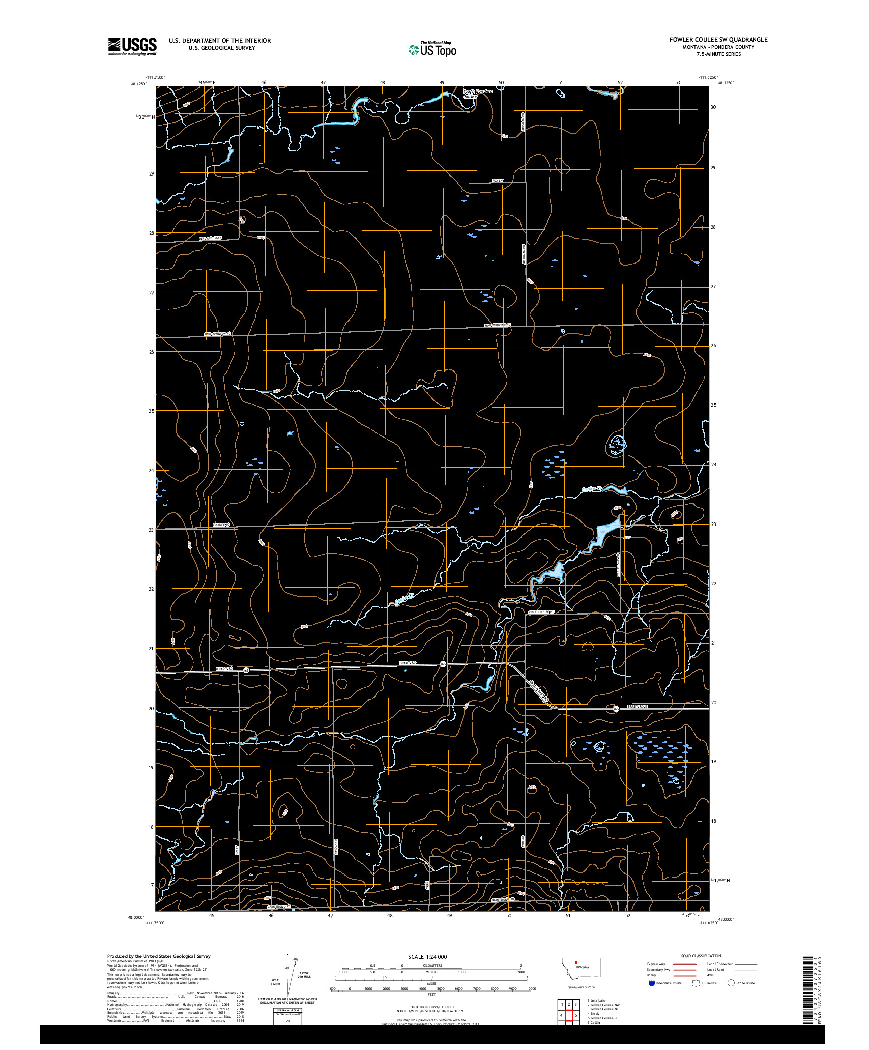 USGS US TOPO 7.5-MINUTE MAP FOR FOWLER COULEE SW, MT 2020