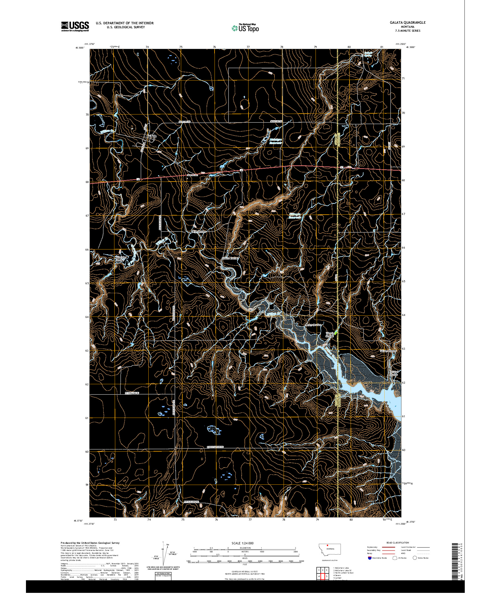 USGS US TOPO 7.5-MINUTE MAP FOR GALATA, MT 2020
