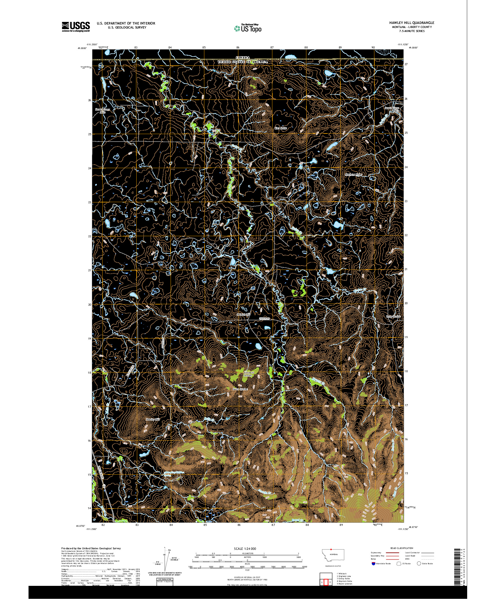 USGS US TOPO 7.5-MINUTE MAP FOR HAWLEY HILL, MT,AB 2020