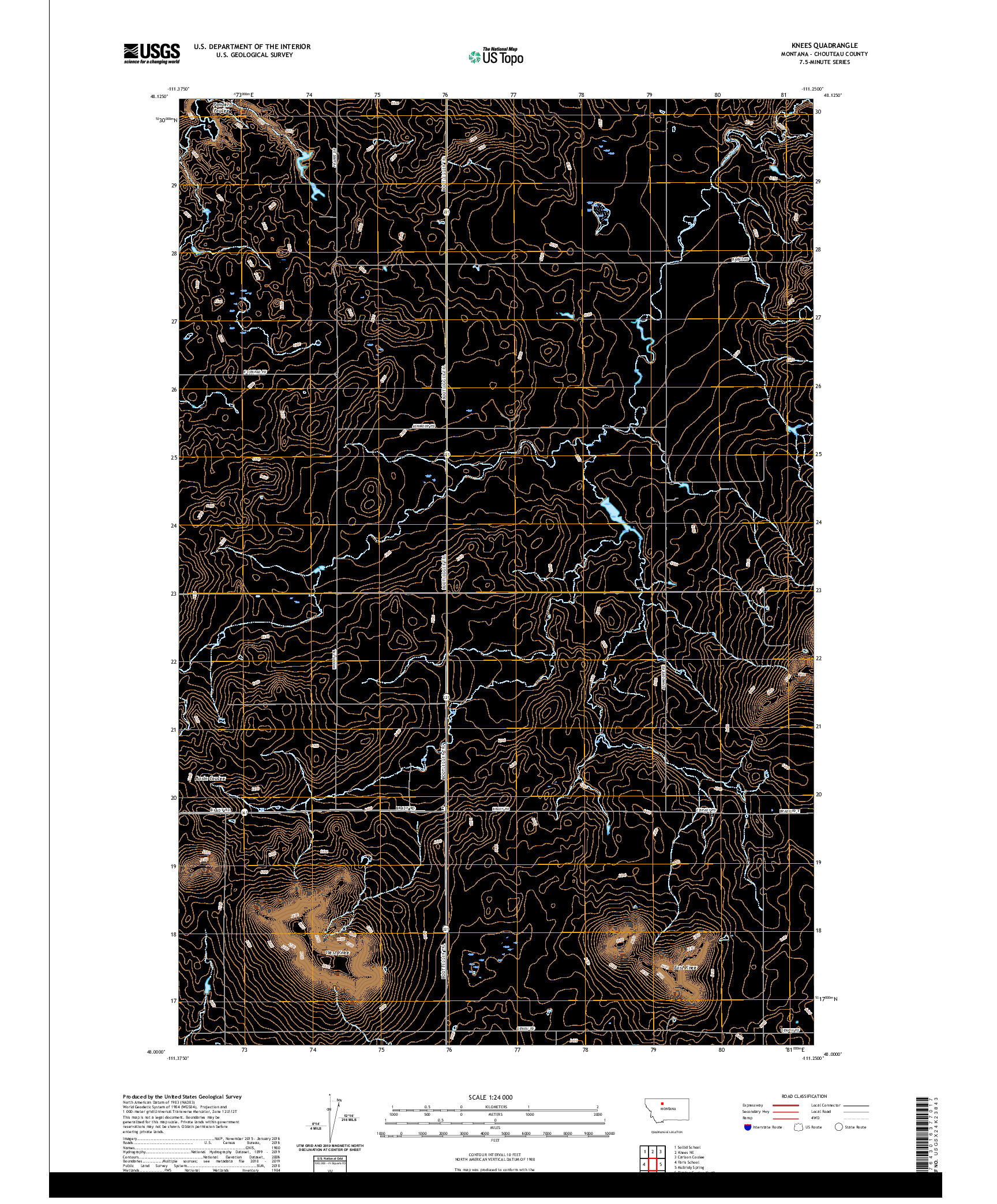 USGS US TOPO 7.5-MINUTE MAP FOR KNEES, MT 2020