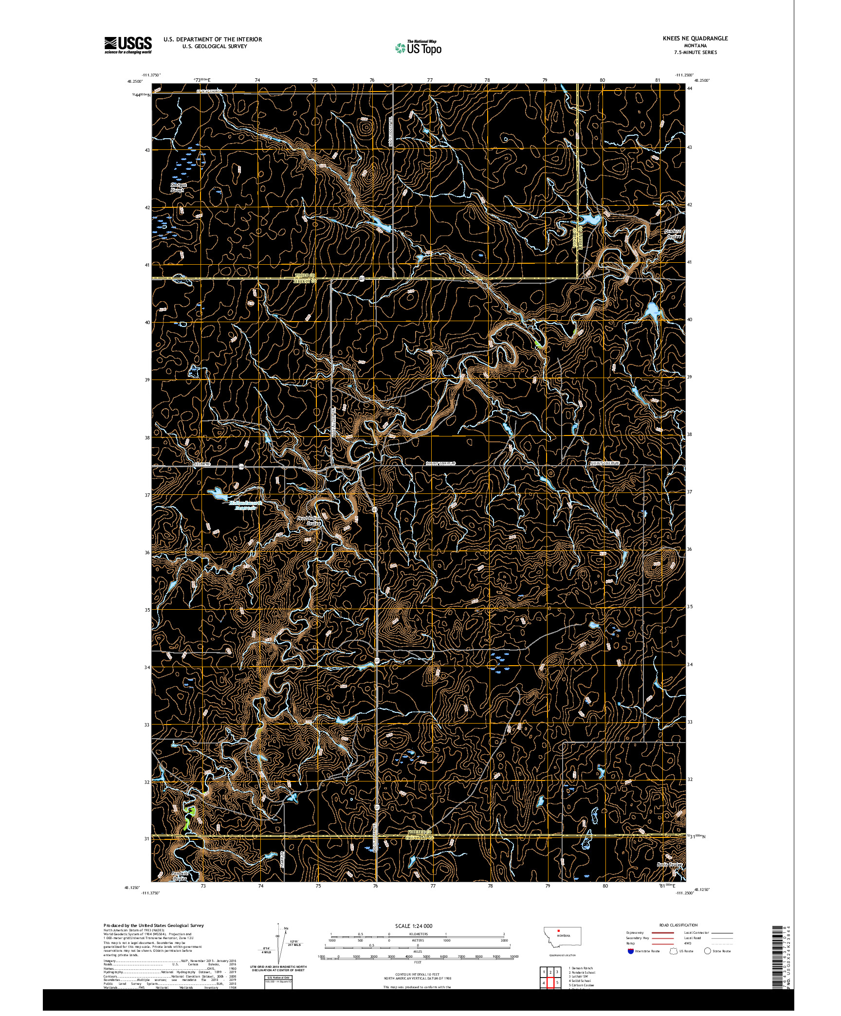 USGS US TOPO 7.5-MINUTE MAP FOR KNEES NE, MT 2020