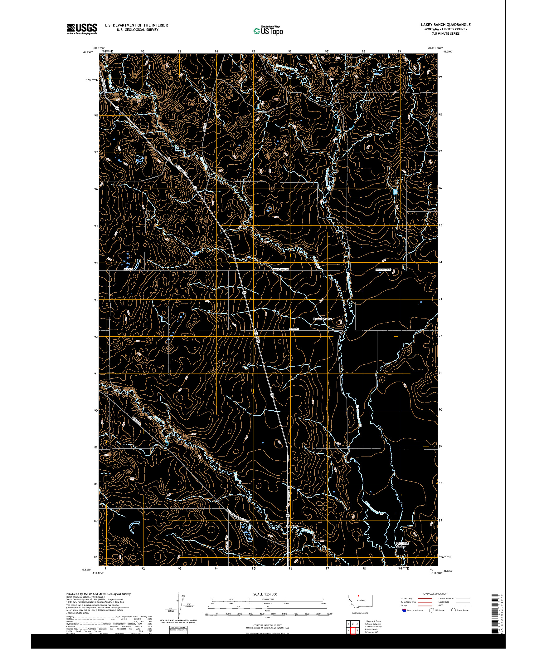 USGS US TOPO 7.5-MINUTE MAP FOR LAKEY RANCH, MT 2020