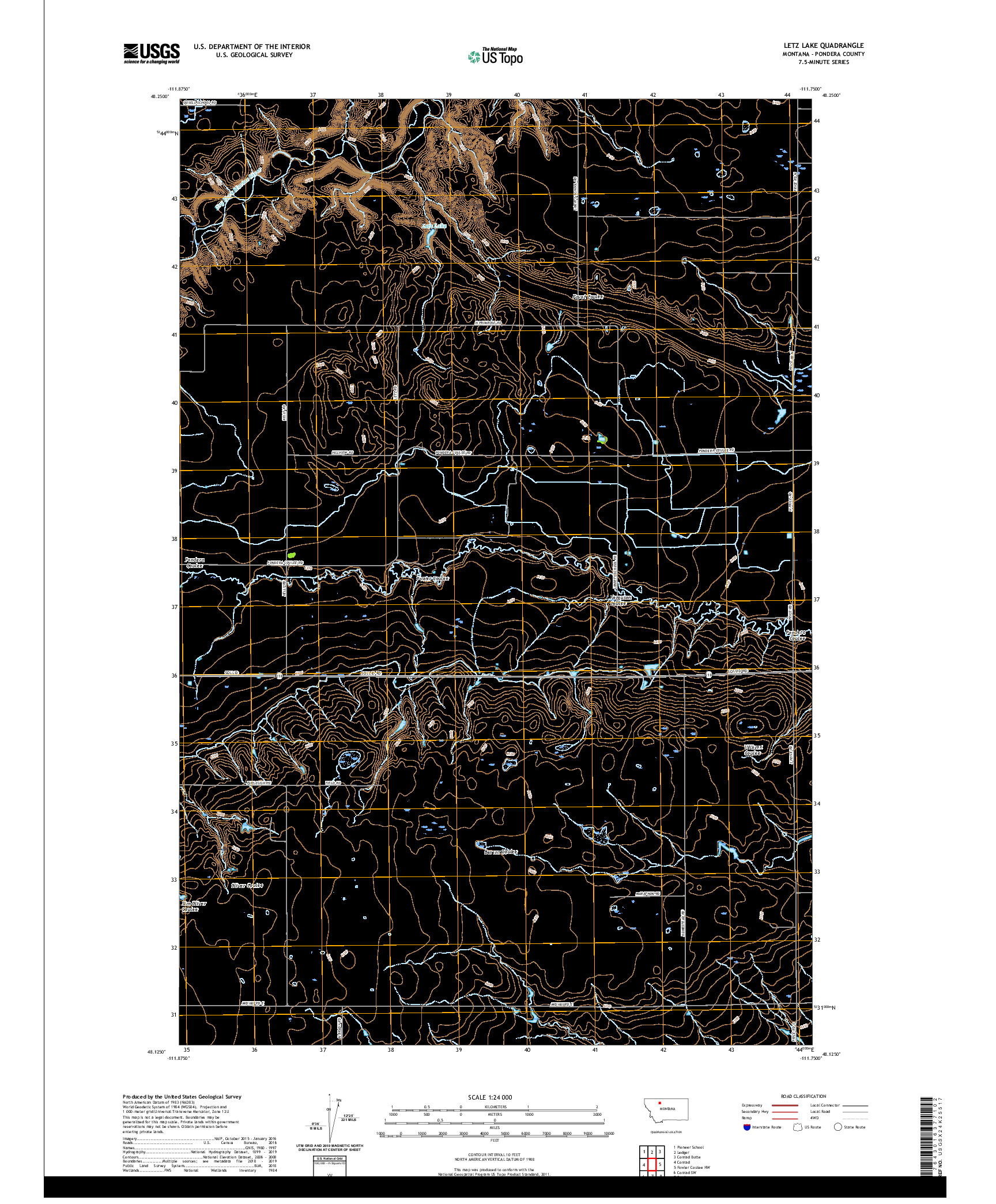 USGS US TOPO 7.5-MINUTE MAP FOR LETZ LAKE, MT 2020