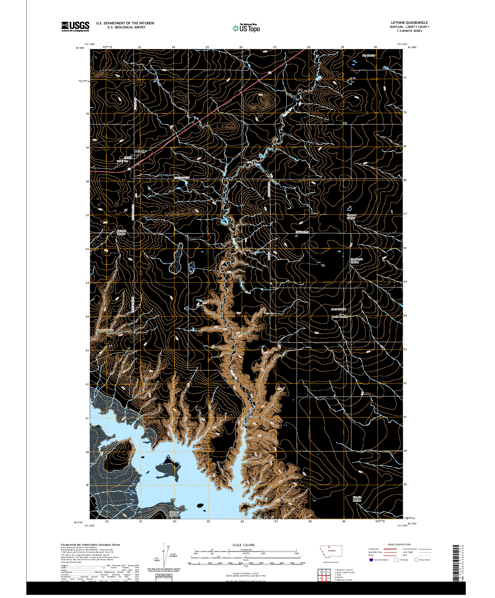USGS US TOPO 7.5-MINUTE MAP FOR LOTHAIR, MT 2020