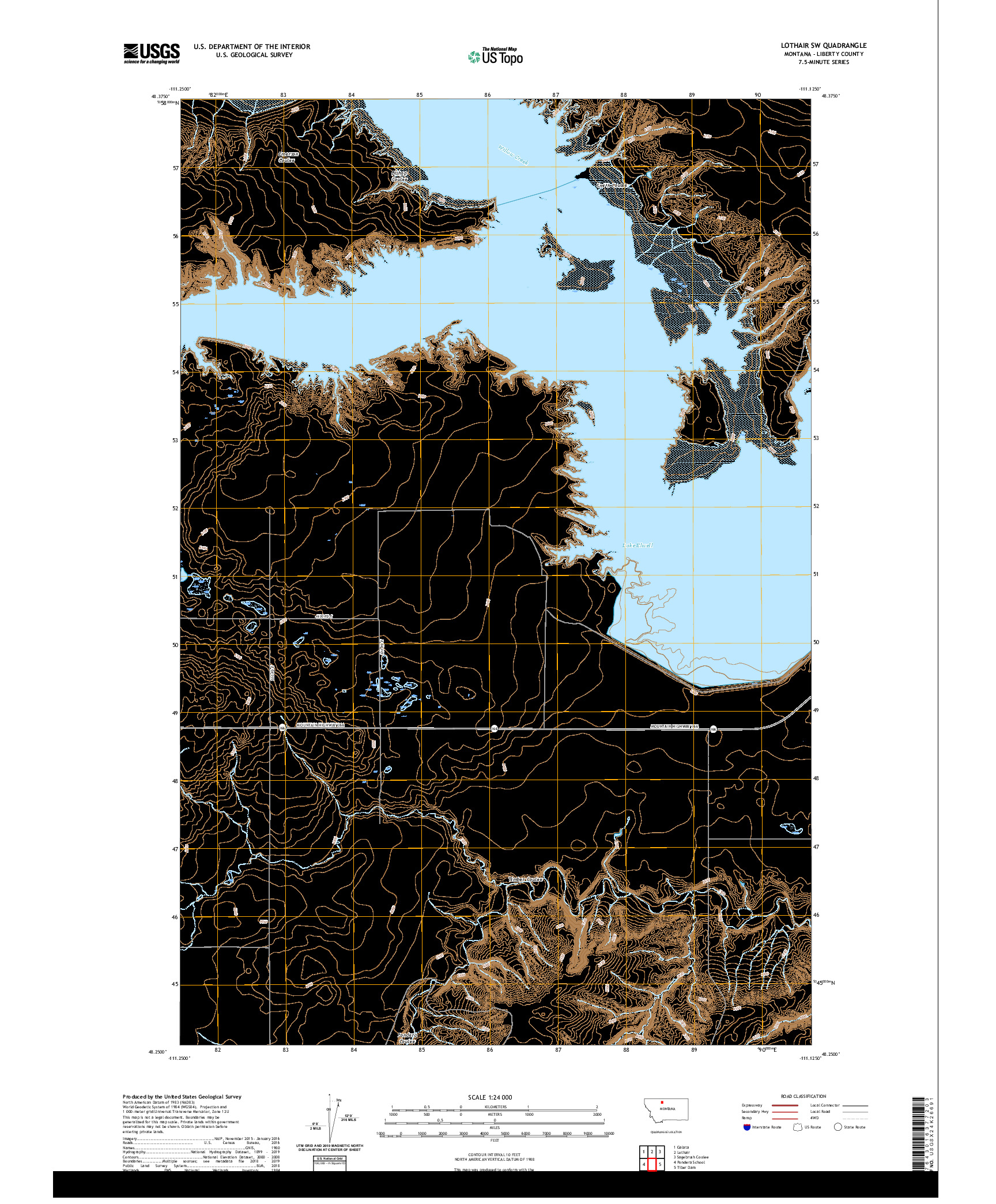 USGS US TOPO 7.5-MINUTE MAP FOR LOTHAIR SW, MT 2020