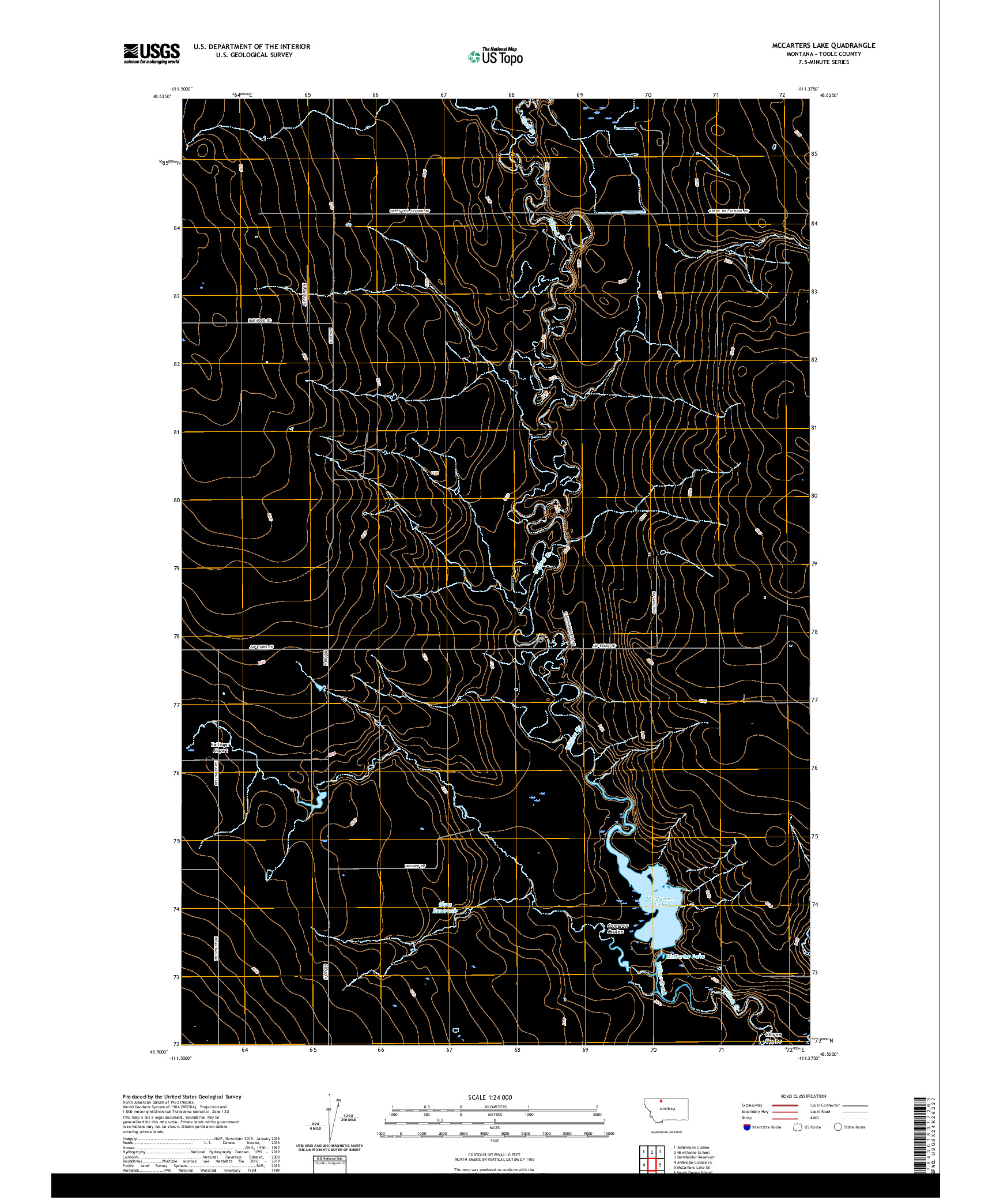 USGS US TOPO 7.5-MINUTE MAP FOR MCCARTERS LAKE, MT 2020