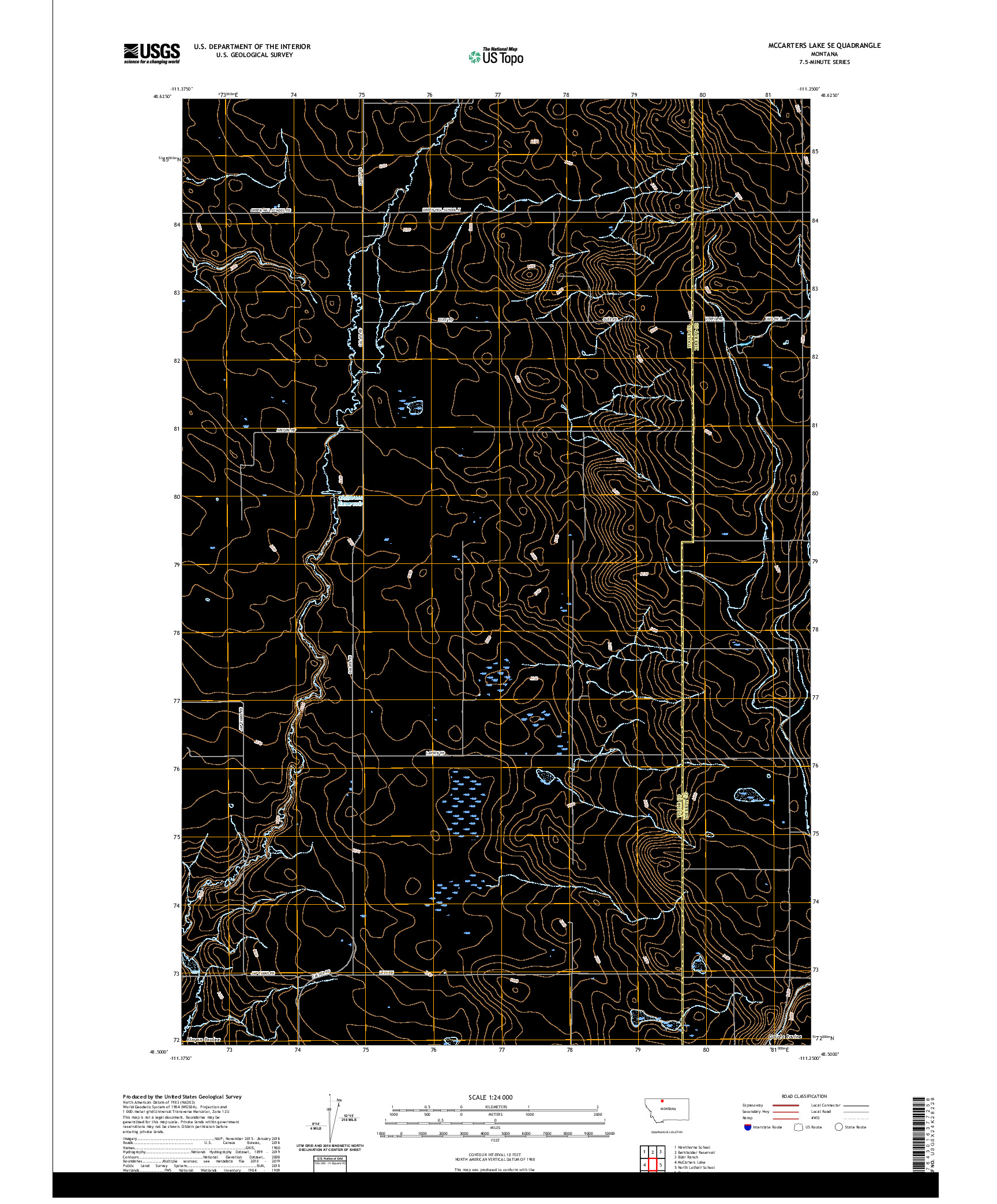 USGS US TOPO 7.5-MINUTE MAP FOR MCCARTERS LAKE SE, MT 2020