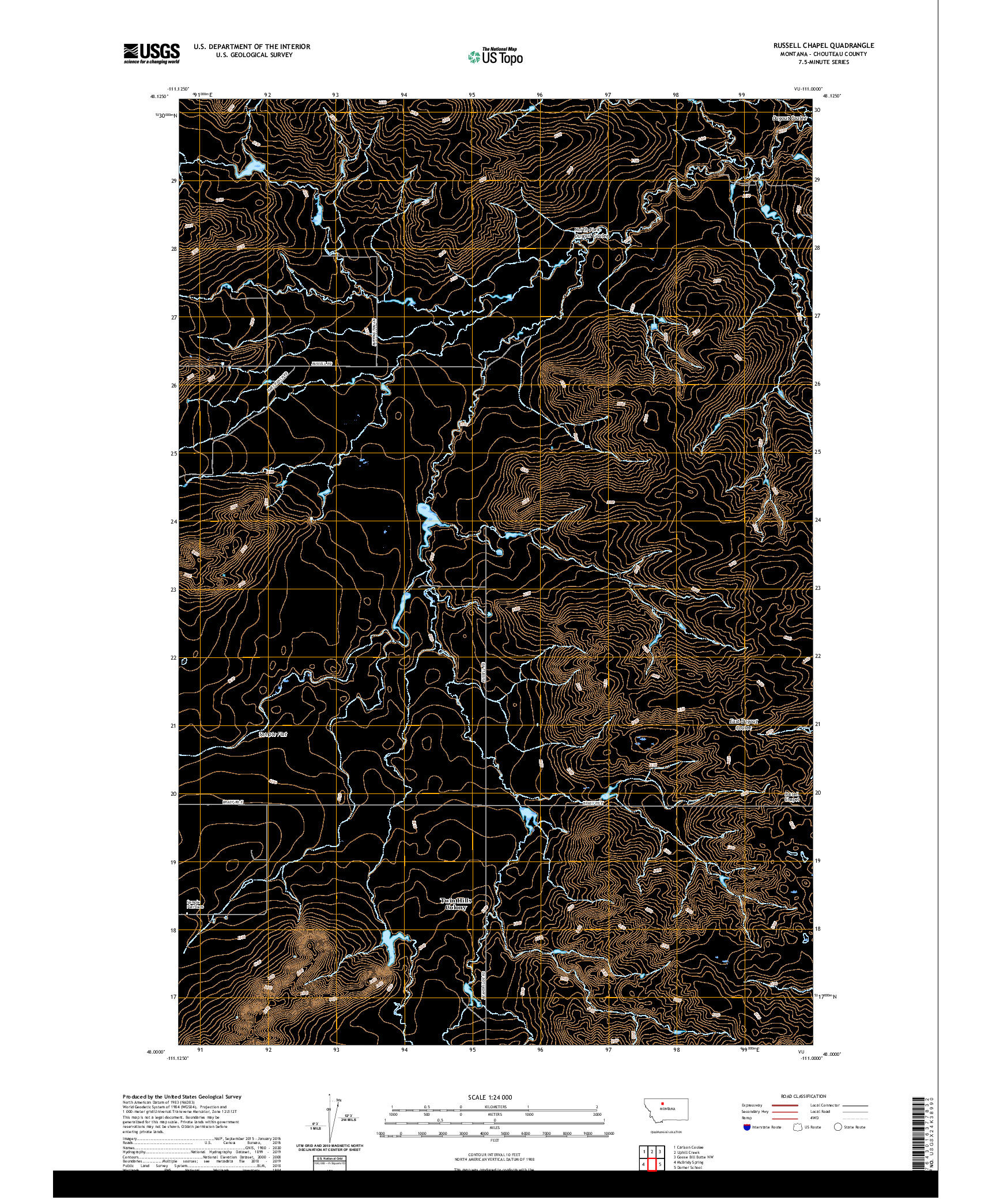 USGS US TOPO 7.5-MINUTE MAP FOR RUSSELL CHAPEL, MT 2020