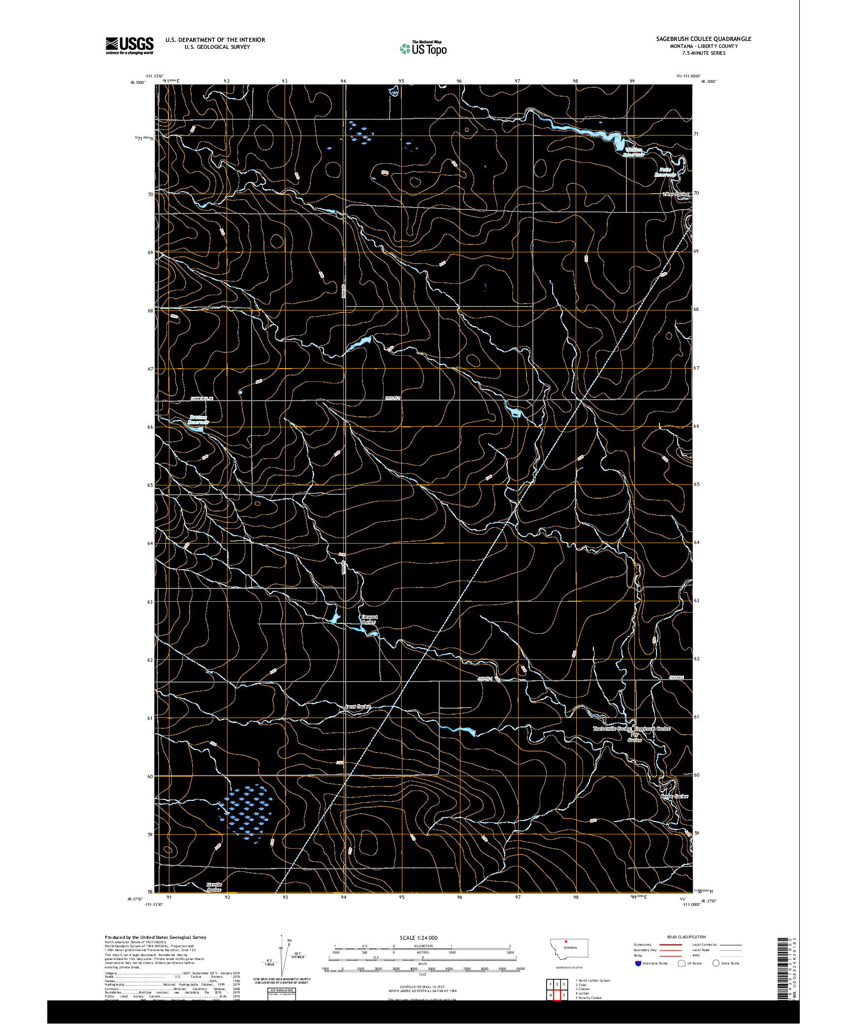 USGS US TOPO 7.5-MINUTE MAP FOR SAGEBRUSH COULEE, MT 2020