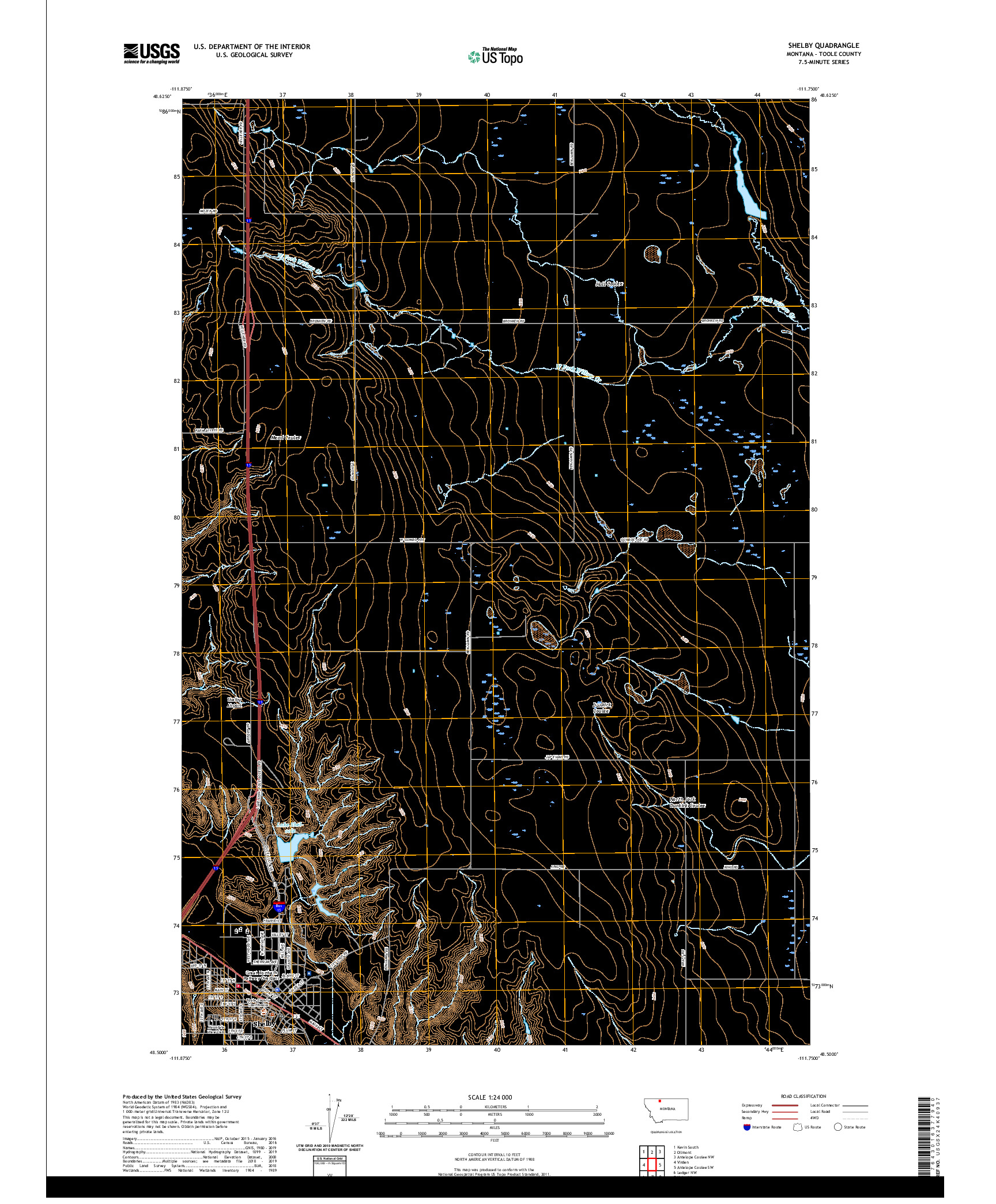 USGS US TOPO 7.5-MINUTE MAP FOR SHELBY, MT 2020