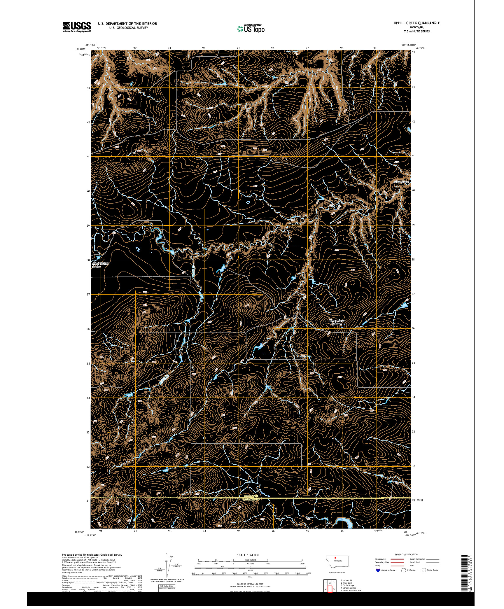 USGS US TOPO 7.5-MINUTE MAP FOR UPHILL CREEK, MT 2020