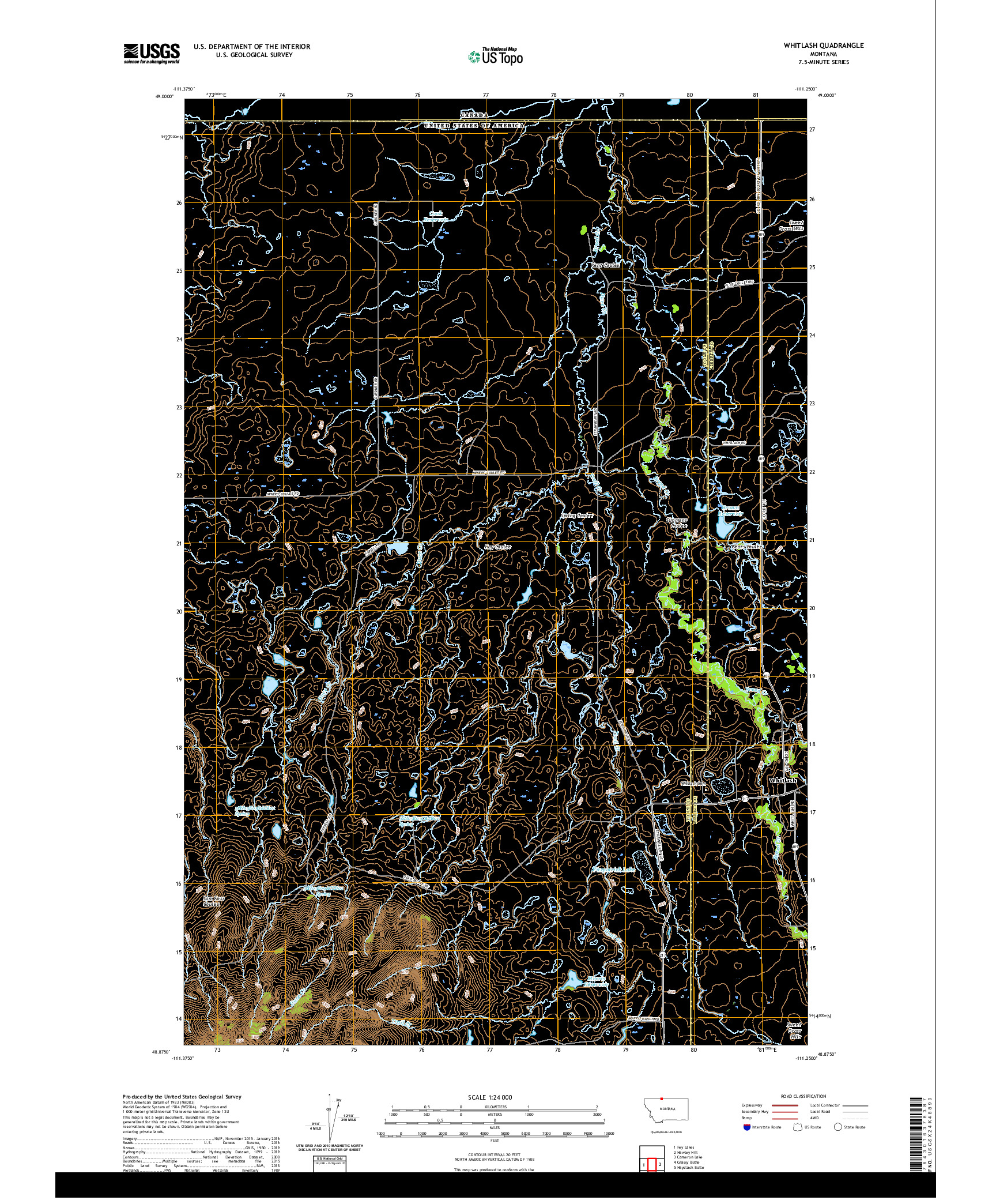 USGS US TOPO 7.5-MINUTE MAP FOR WHITLASH, MT,AB 2020