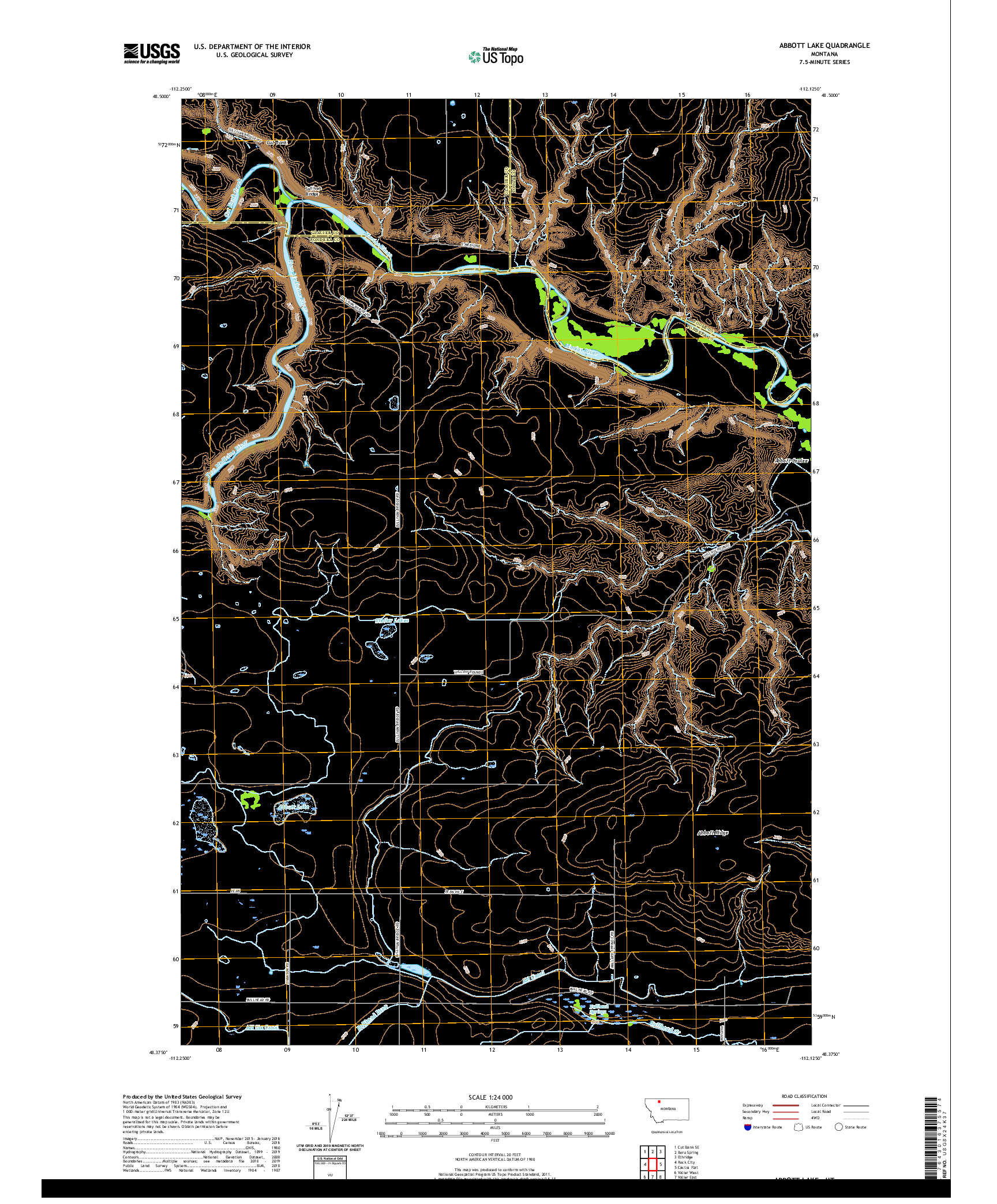 USGS US TOPO 7.5-MINUTE MAP FOR ABBOTT LAKE, MT 2020