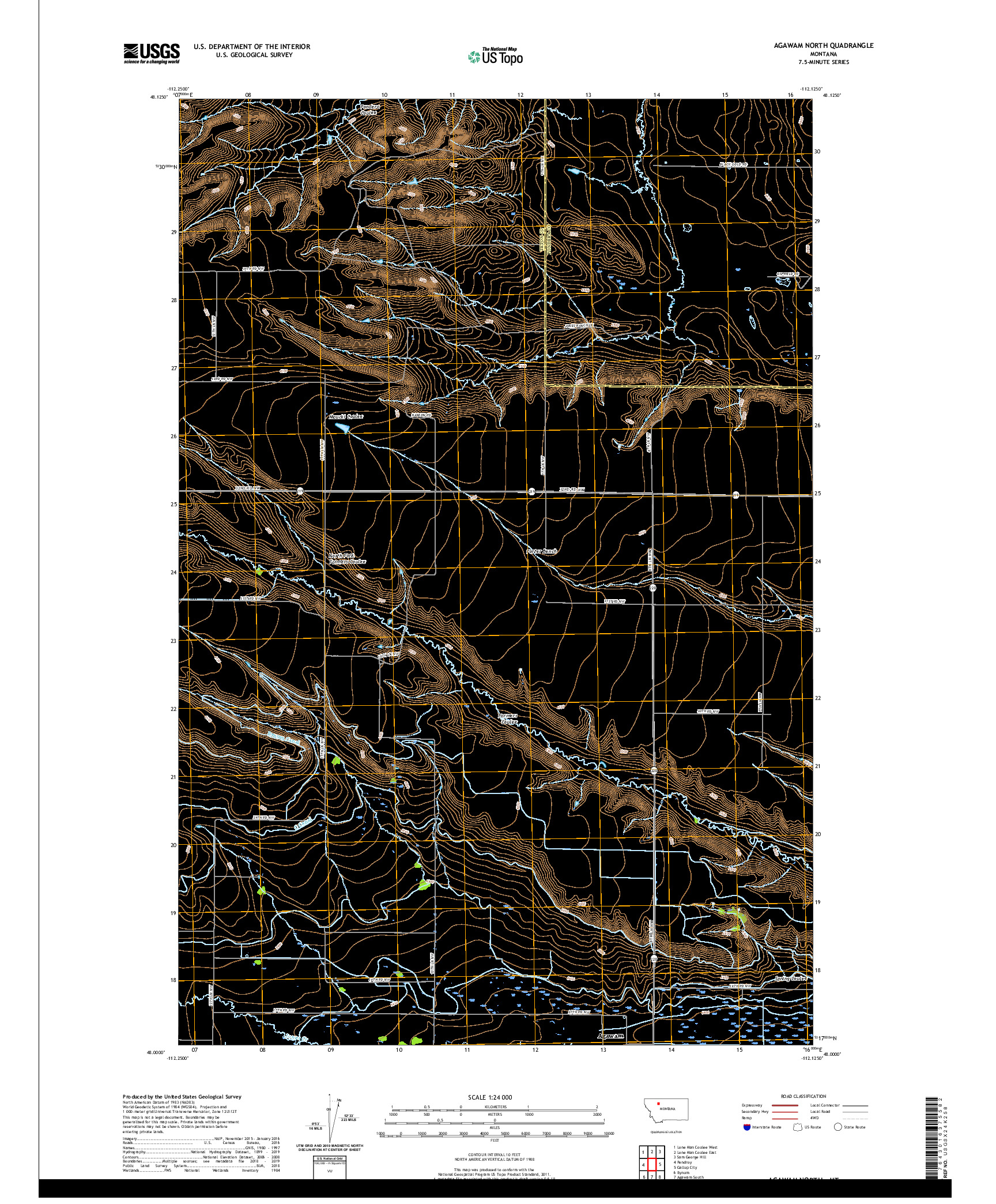 USGS US TOPO 7.5-MINUTE MAP FOR AGAWAM NORTH, MT 2020