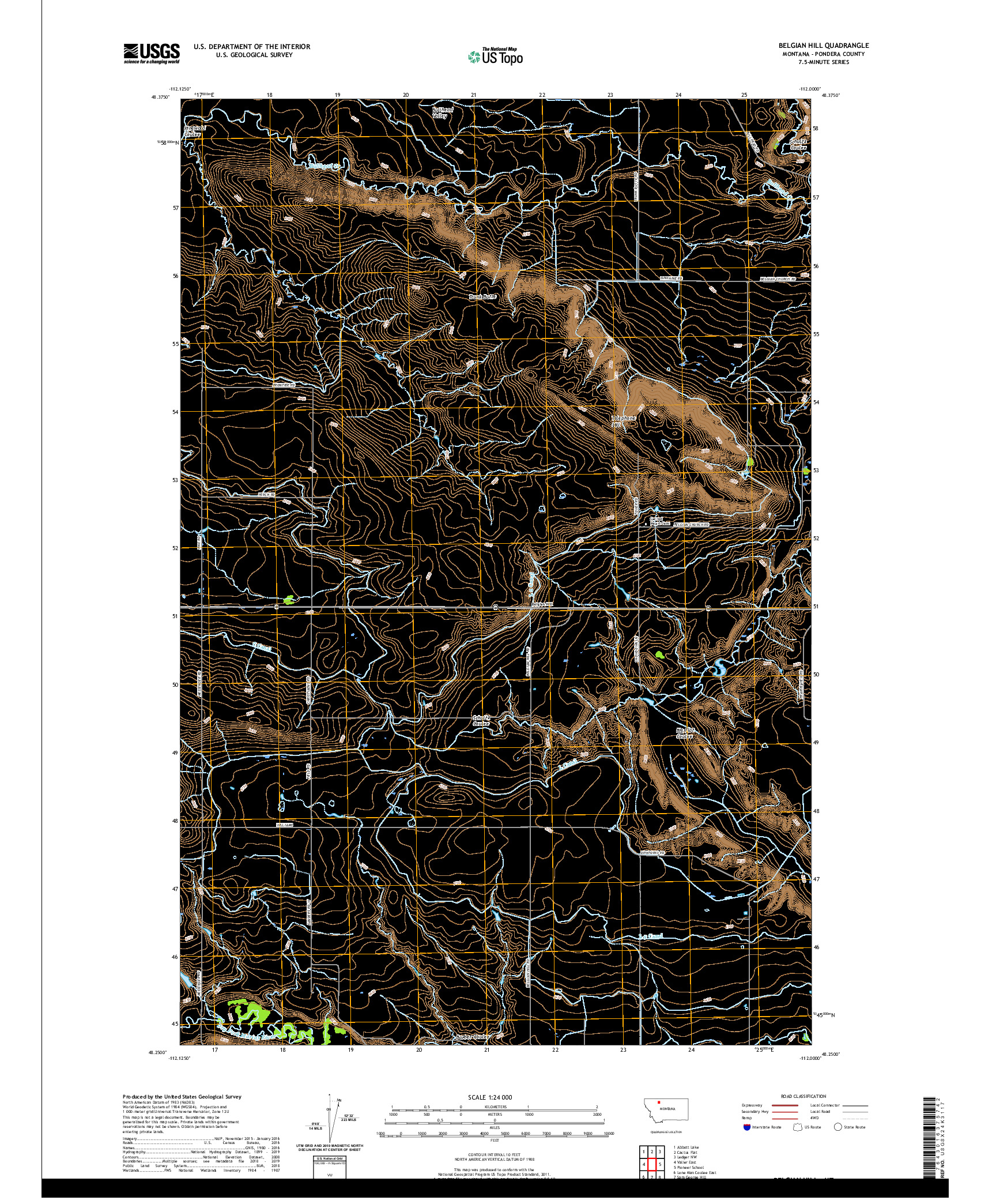 USGS US TOPO 7.5-MINUTE MAP FOR BELGIAN HILL, MT 2020