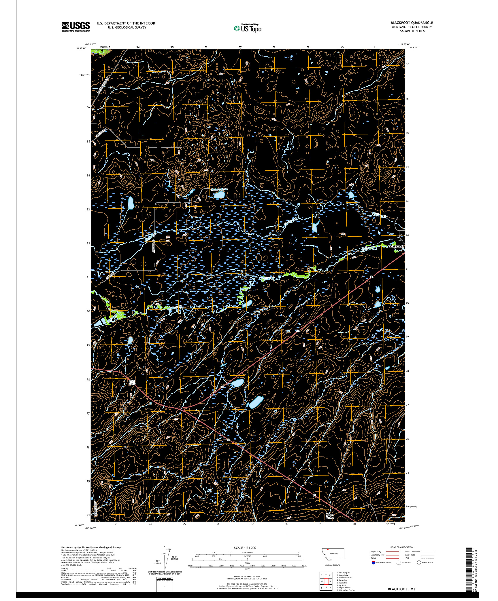 USGS US TOPO 7.5-MINUTE MAP FOR BLACKFOOT, MT 2020